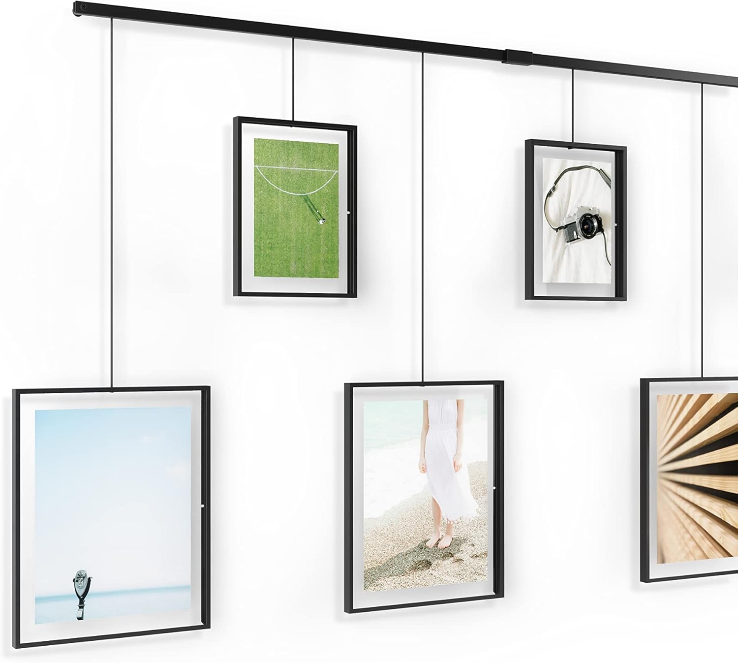 Umbra Exhibit Picture Frame Gallery Set, Adjustable Wall Collage Displays Nine Photos (Four 5x7