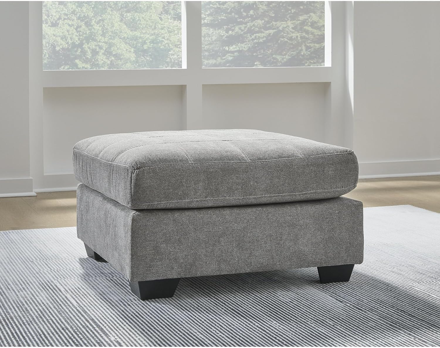Signature Design by Ashley Marleton Classic Square Upholstered Oversized Accent Ottoman, Light Gray