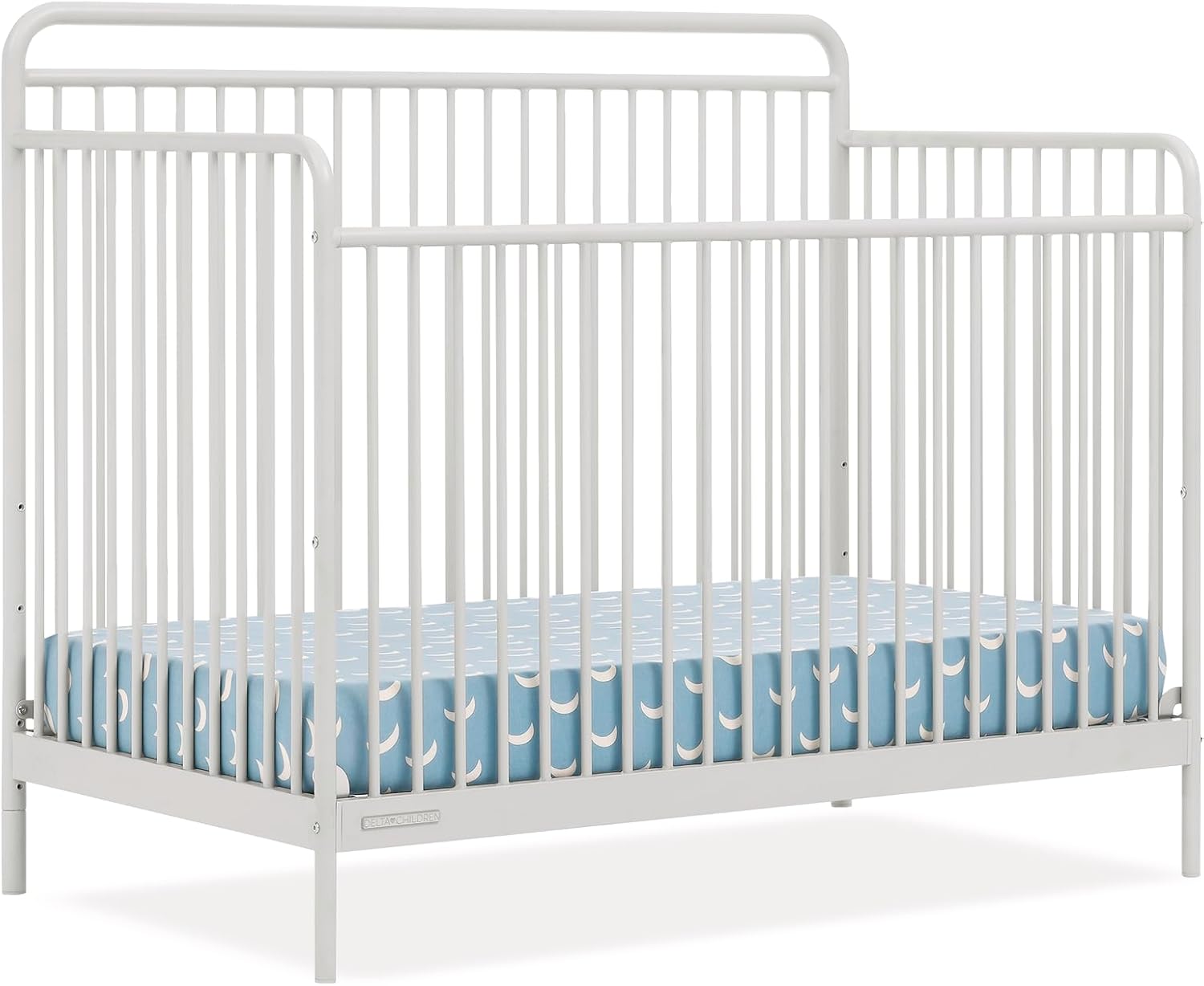 Delta Children Hayden 5-in-1 Convertible Metal Crib, Warm Gray