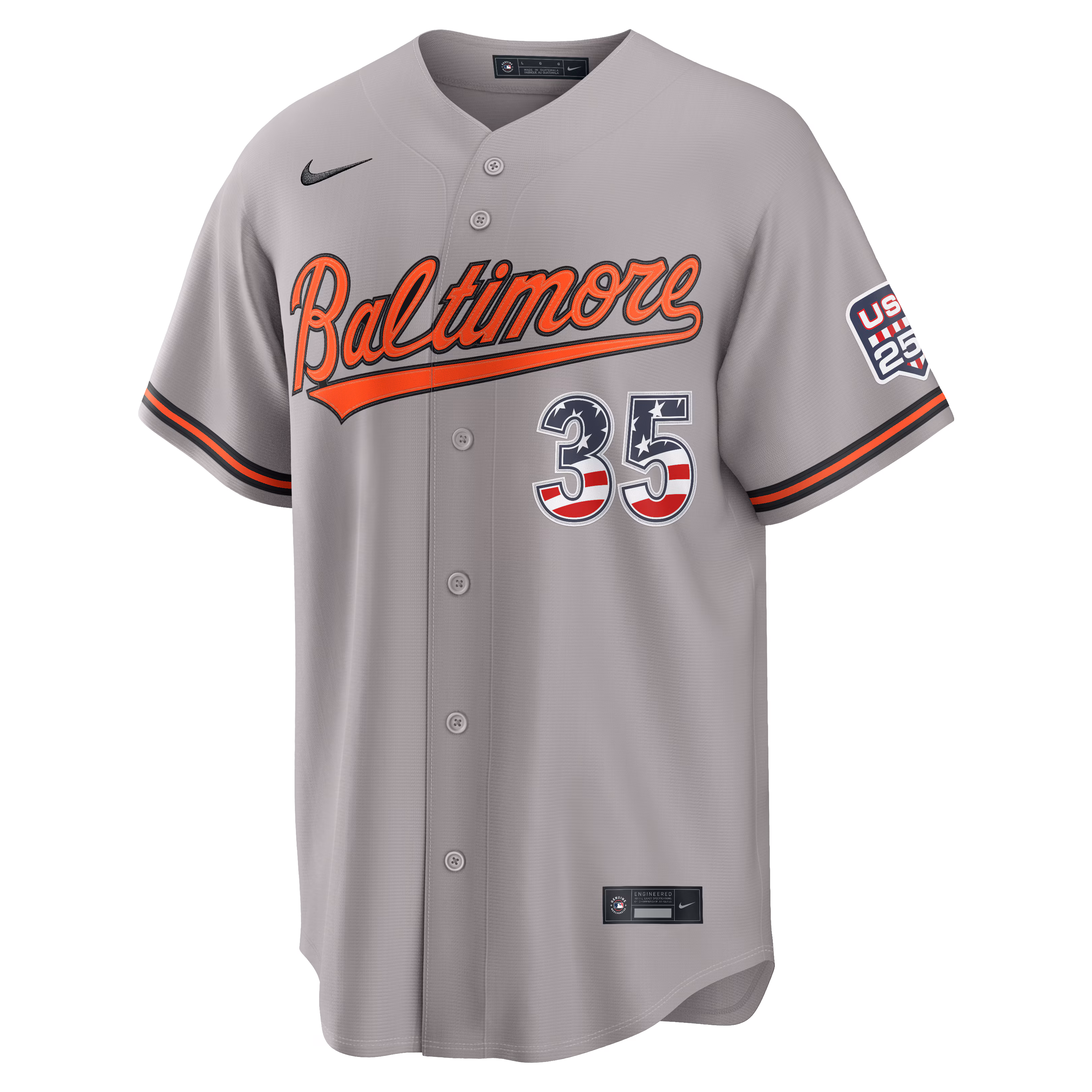 Fourth of July Baltimore Orioles Adley Rutschman Nike Gray USA 250 Stadium Jersey