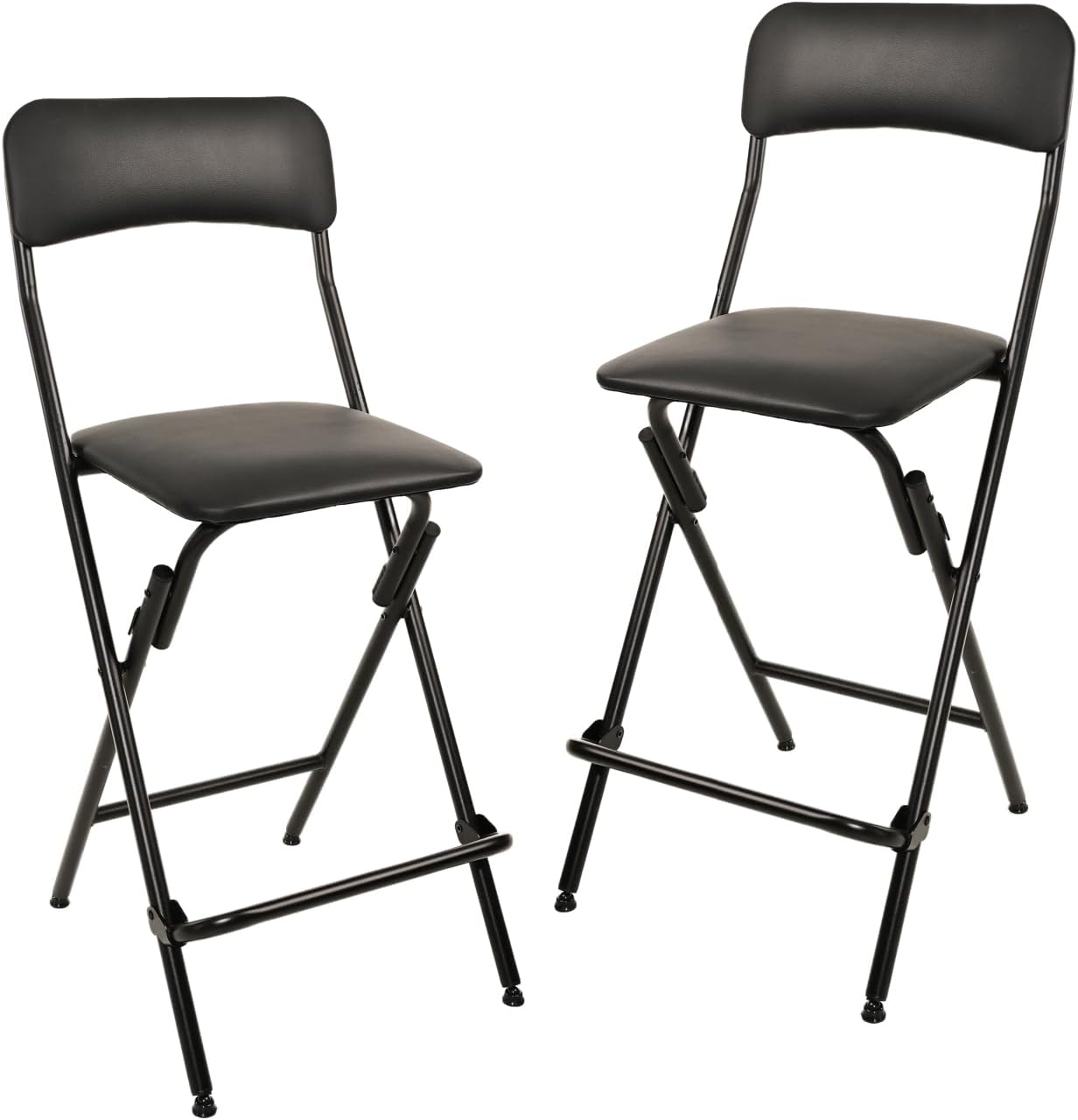 Amazon Basics Folding Bar Stool with Footrest, Portable, Sturdy, Space-Saving Storage, 300lb Capacity, 24