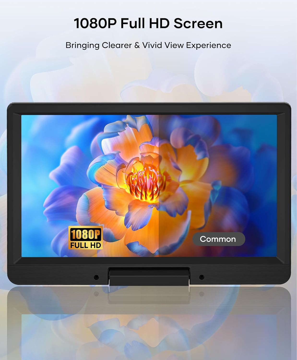 FANGOR 13.3'' Portable Blu Ray Player with 12'' 1080P Full HD Swivel Screen, Blu-ray DVD Player with HDMI Out & AV in, 4-5 Hours Rechargeable Battery, Support USB/Micro SD Card