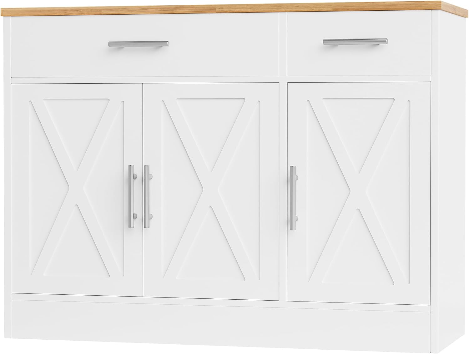 Shintenchi Modern Farmhouse Sideboard Buffet Cabinet with Storage with 3 Doors,42