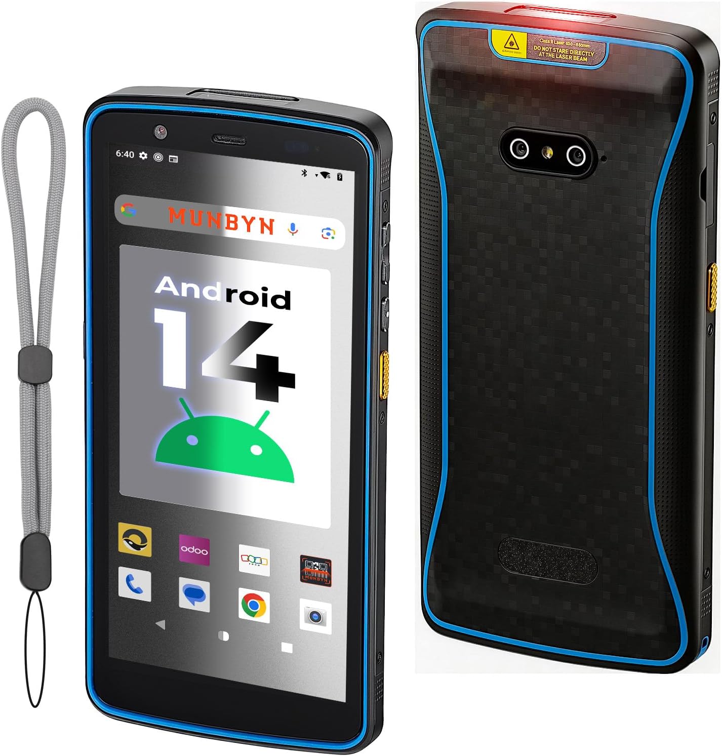 MUNBYN Android Barcode Scanner with Large Screen 5.7-inch PDA Android 14, 2D 1D QR Barcode Scanner, Inventory Handheld Mobile Computer, 4+64G, IP67 Dual-Band Wi-Fi 4G BT Data Collector for Warehouse
