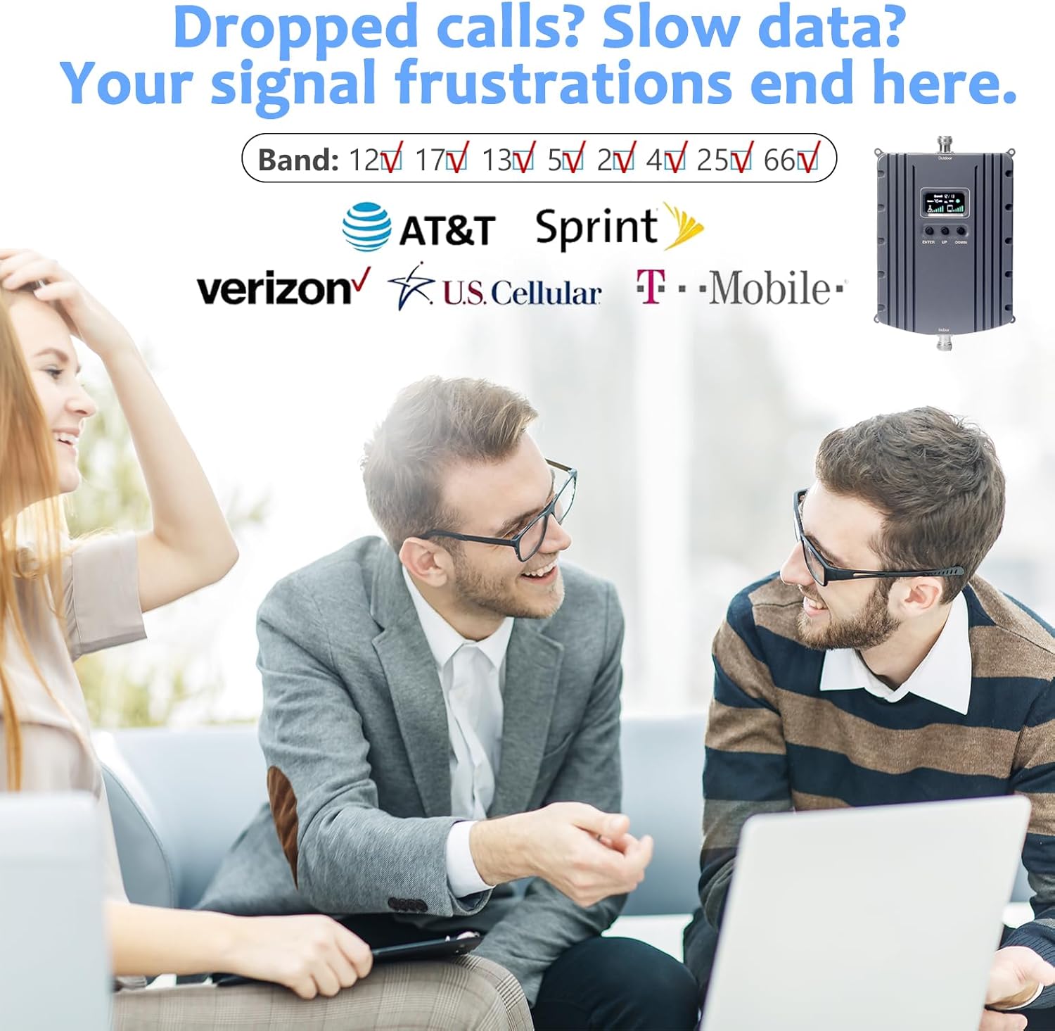 Cell Phone Booster for Home Office | 2 Indoor Antennas| Boosts 5G & 4G LTE | Cell Phone Signal Booster for All U.S. Carriers| Up to 8000 Sq.Ft | FCC Approved