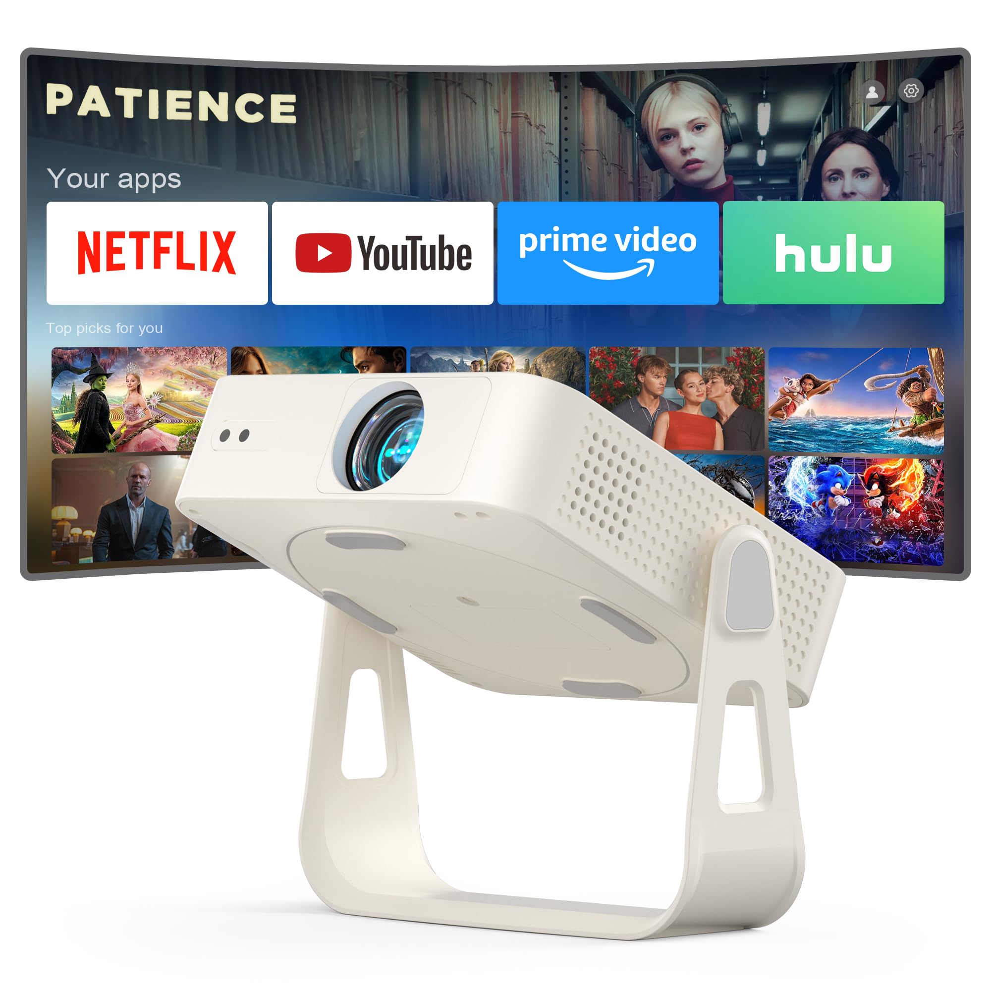 XUANPAD White Smart Mini Projector - WiFi, Bluetooth, 4K Support