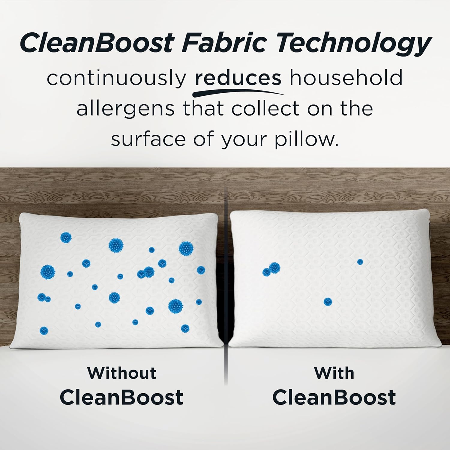 AllerEase Platinum 2-in-1 Adjustable Pillow, CleanBoost Allergen Barrier, Extra Fill, Standard/Queen - 2 Pack