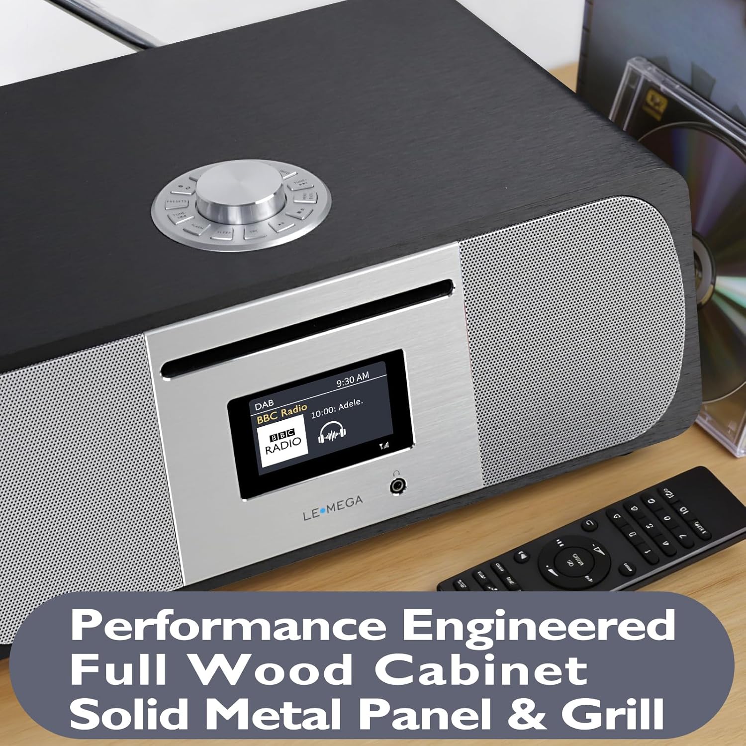 LEMEGA M6P CD Player with FM Radio, Bluetooth Streaming, 150W Stereo HiFi System with Internal Subwoofer, 2.8