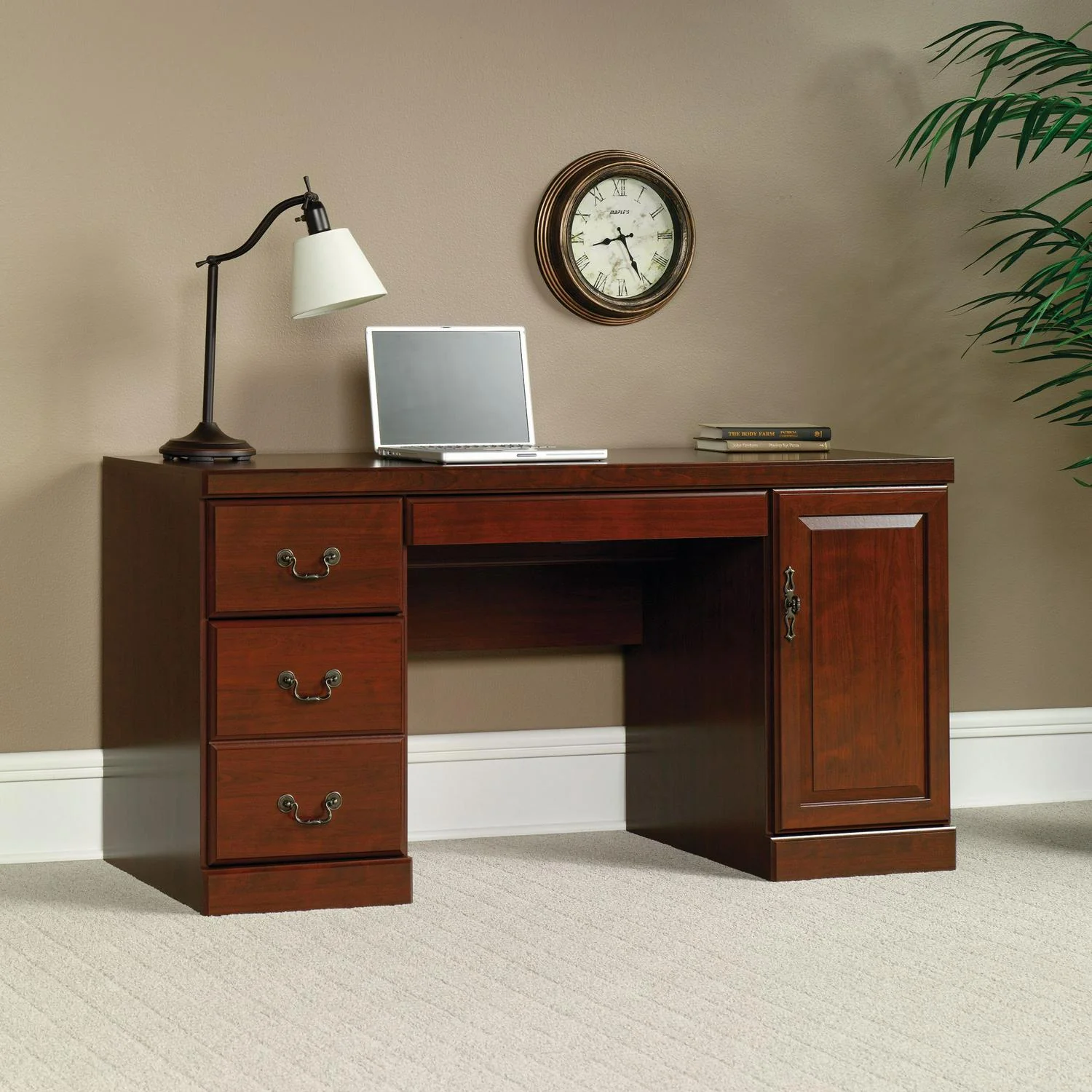 Sauder Heritage Hill Computer Credenza Desk, Classic Cherry Finish