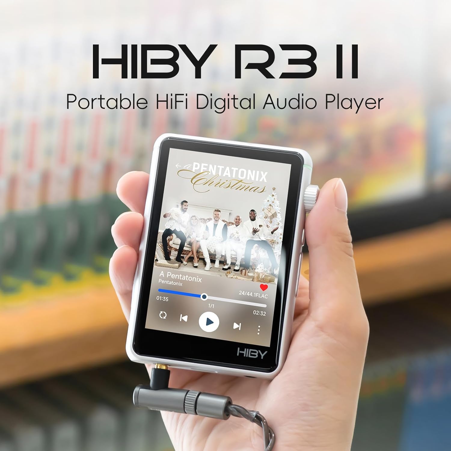 HiBy Music R3 II 2025 Portable HiFi MP3 Player, Native DSD256 MQA 16X, Hi-Res Certified, Bluetooth 5.1 WiFi, Tidal Qobuz, 3.5mm & 4.4mm 340mW, USB-C, 3.2