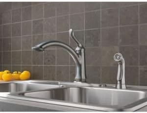 Delta Faucet Linden Single-Handle Kitchen Faucet with Side Sprayer, Chrome Kitchen Sink Faucet, Kitchen Faucet with Sprayer, Chrome 4453-DST