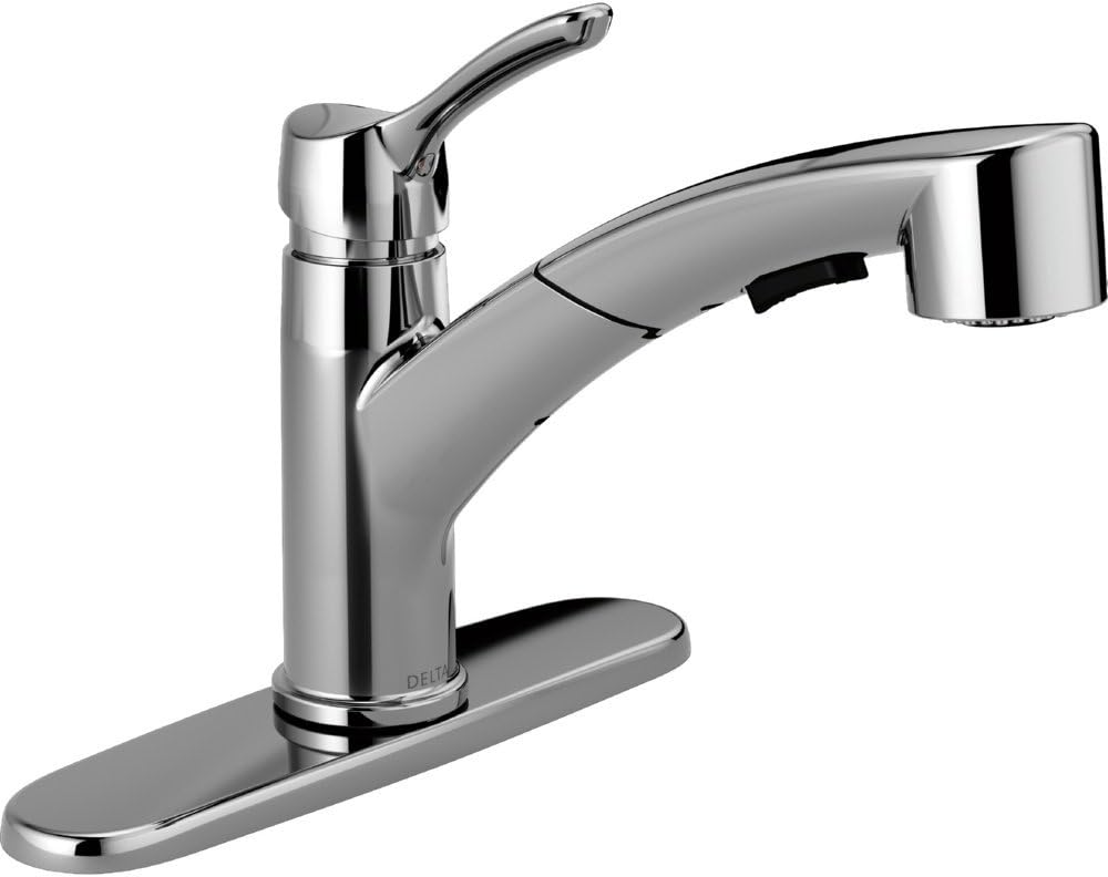 Delta Faucet Collins Single-Handle Kitchen Sink Faucet with Pull Out Sprayer and Magnetic Docking Spray Head, Chrome 4140-DST