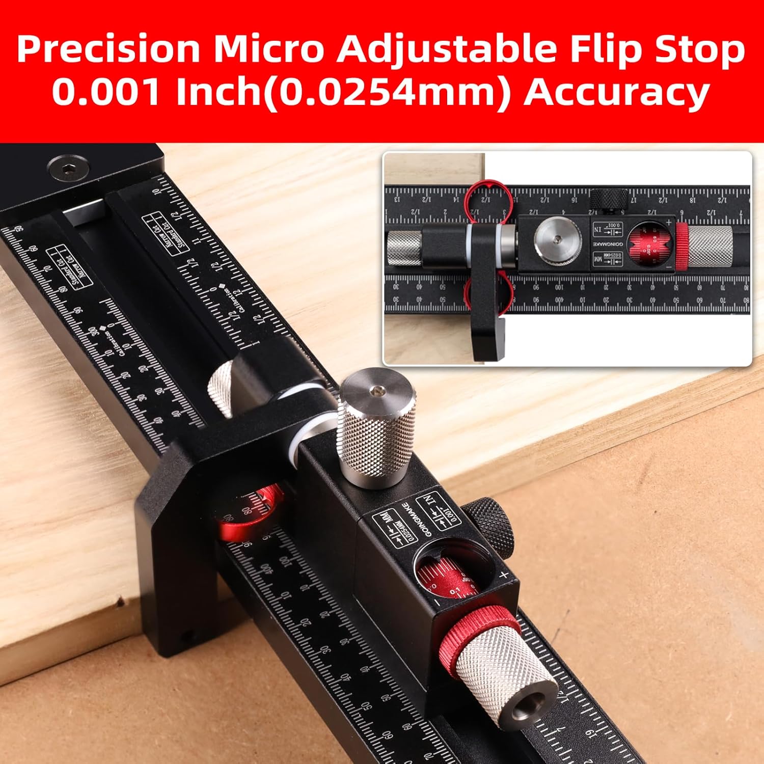 GOINGMAKE Track Saw Parallel Guide System with Mirco Adjustable Flip Stop and Zero Calibration for Woodworking Repeatable Rip Cuts for Track Saw Guide Rail Compatible with Festool,Makita,Milwaukee