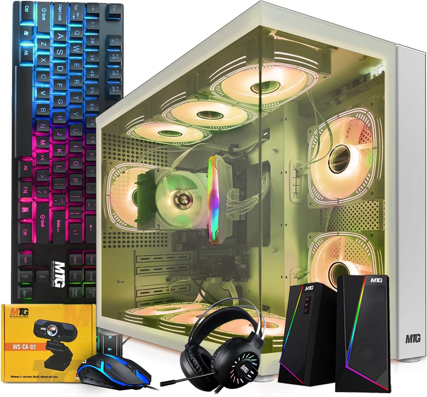 MTG Khuno Gaming Tower PC- Intel Core i5-8th Gen, GTX 1660S 6GB 192bits, 16GB ARGB Ram, 256GB Nvme, RGB Gamer Bundle Combo, Webcam, Win 11 Home