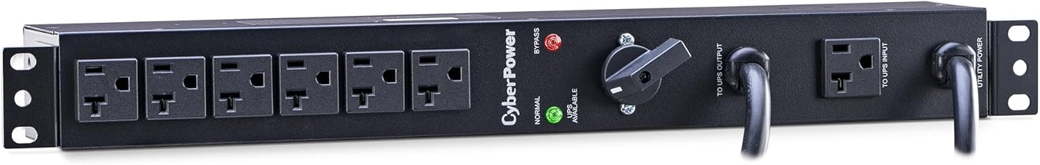 CyberPower MBP20A6 Maintenance Bypass PDU, 120V/20A, 6 Outlets, 1U Rackmount Black