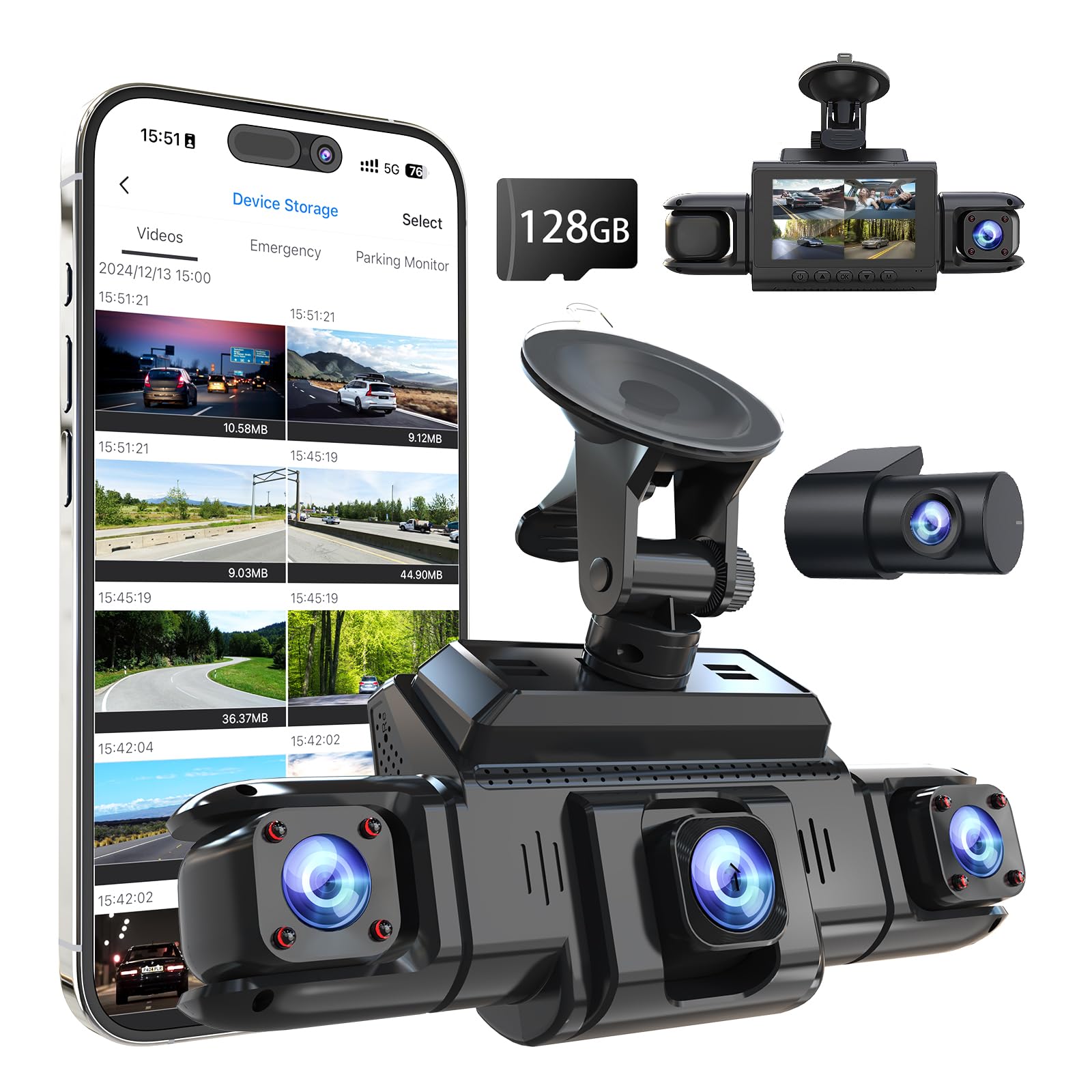 ZMOPO 360 View Dash Cam with GPS, WiFi & Night Vision