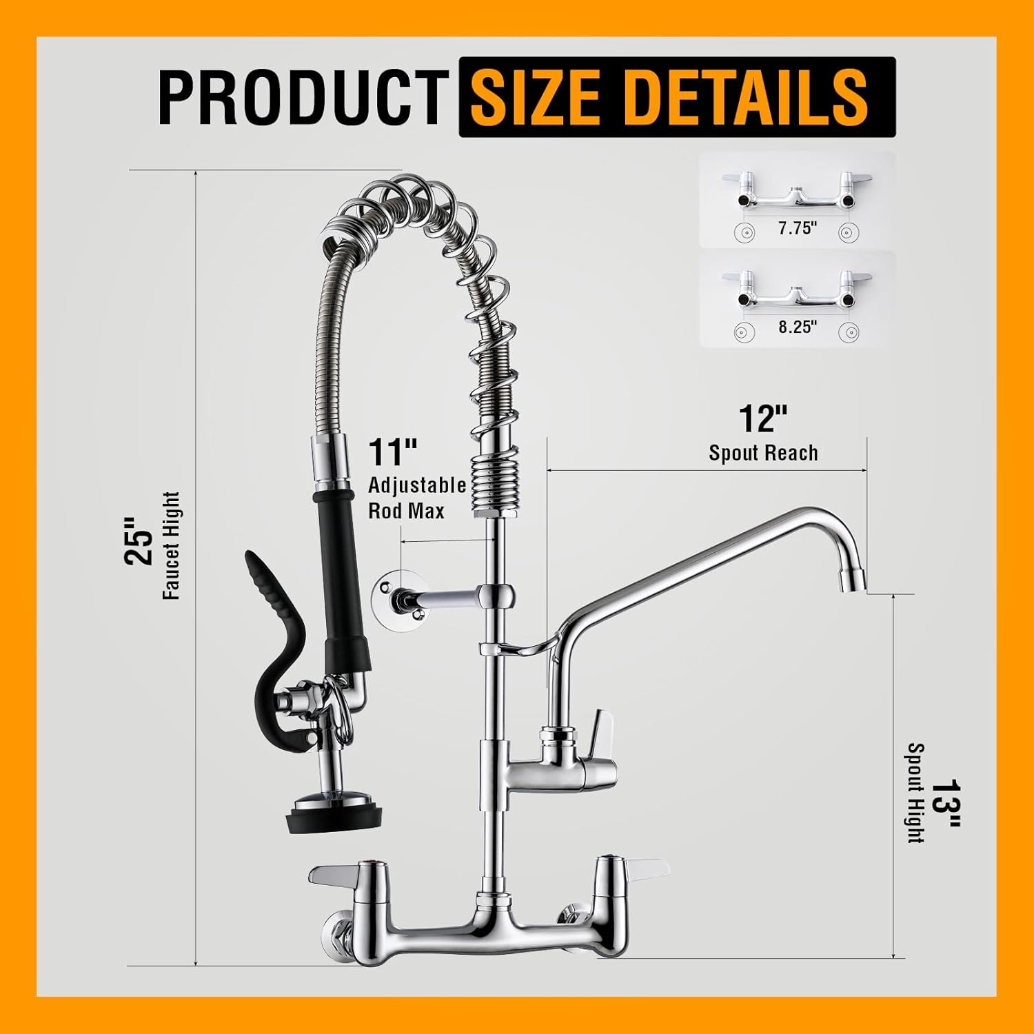 GIMILI Commercial Sink Faucet with Sprayer, 25
