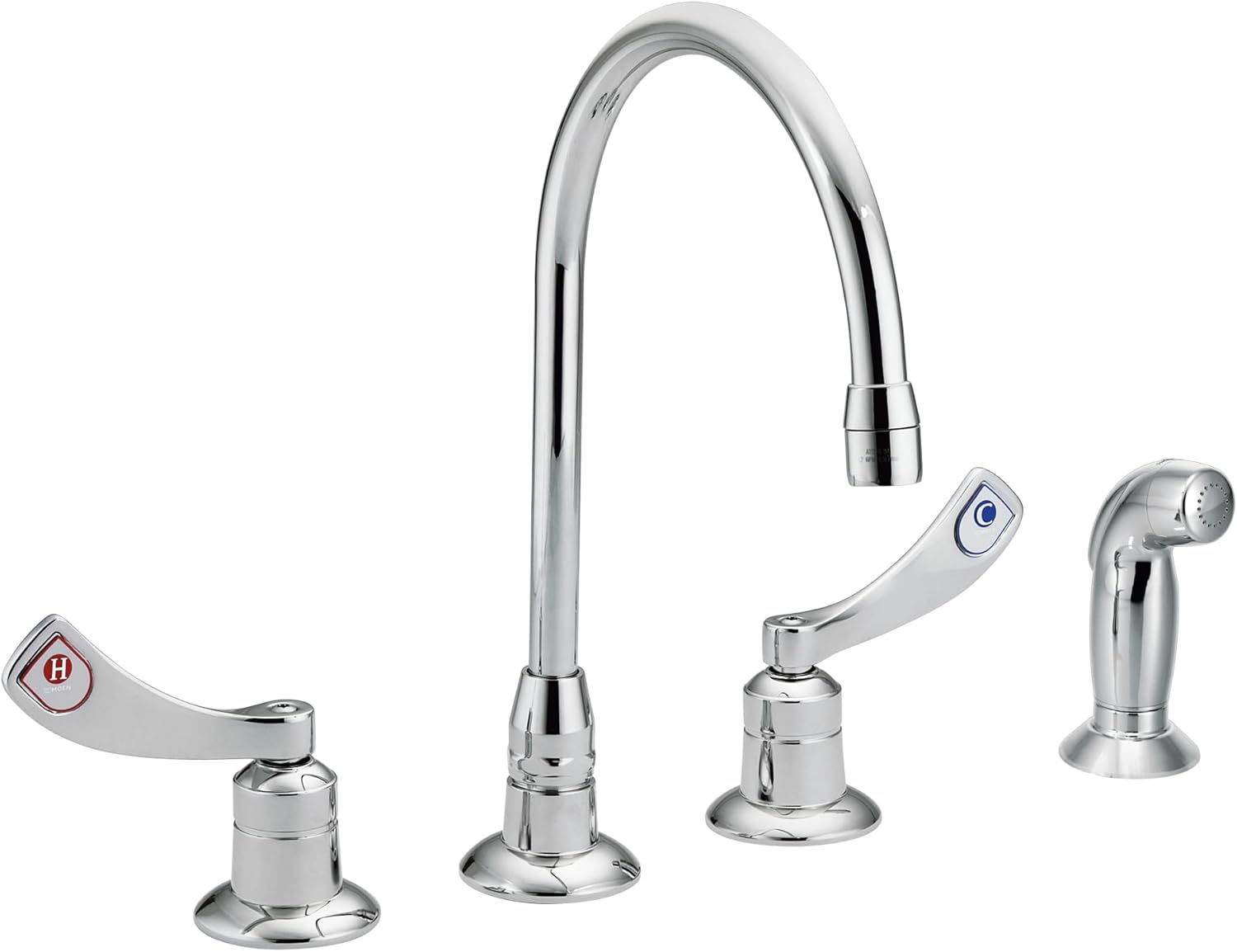 Moen Commercial Chrome M-Dura Kitchen Faucet with Side Spray with 4-Inch handles 2.2 gpm, 8244