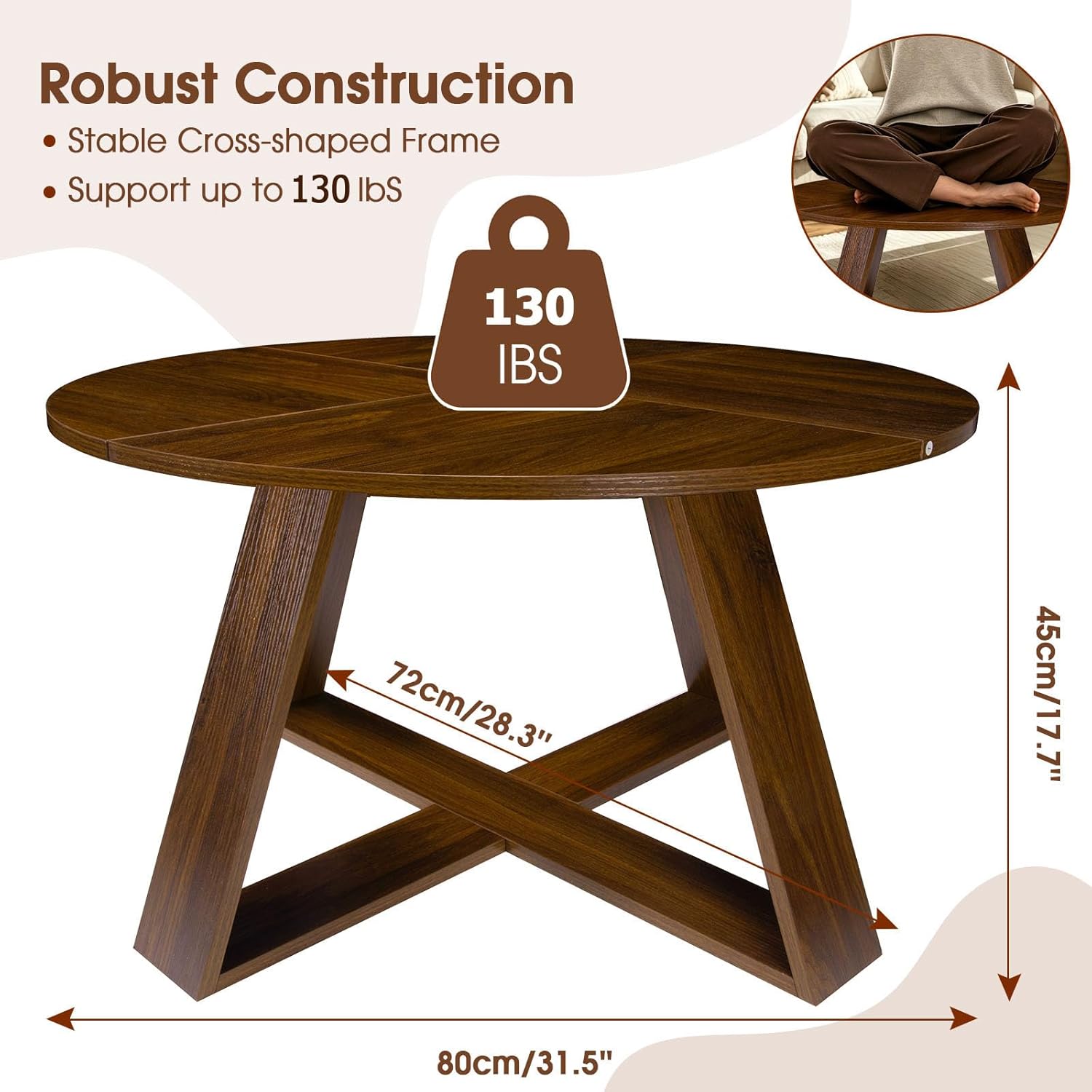 Round Coffee Table, 31.5