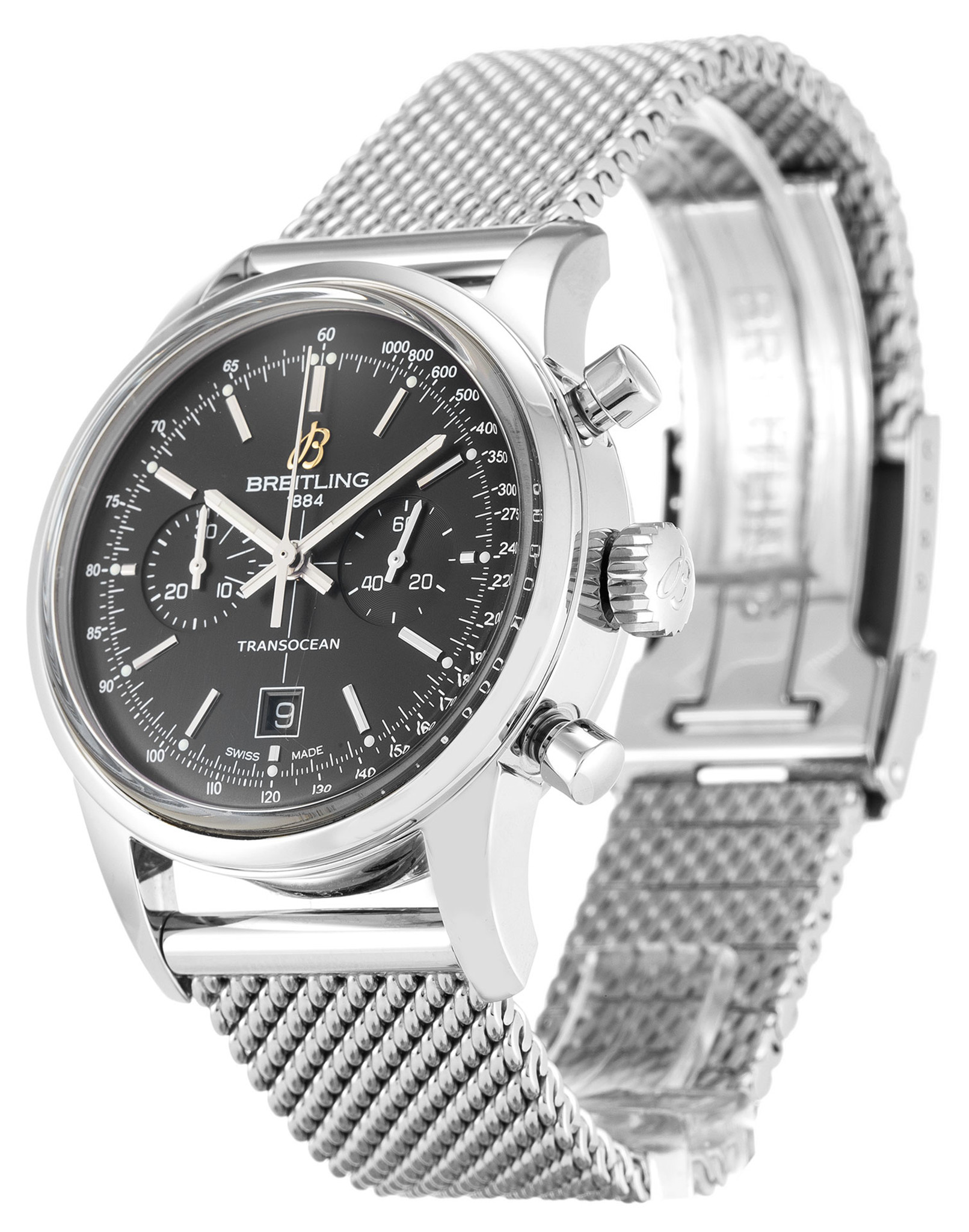 Transocean Chronograph Black Dial Stick Markers A41310