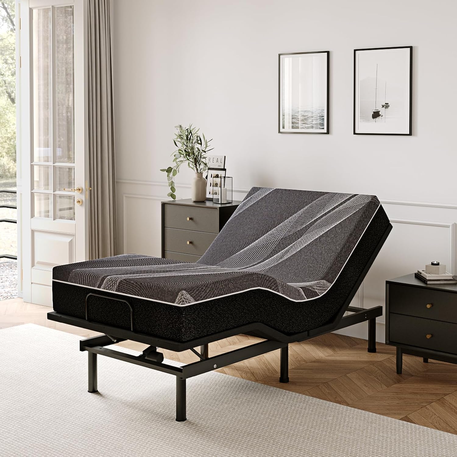 Dyonery Twin XL Adjustable Bed Base Frame with Wireless Remote + 12 Inch Twin XL Gel Memory Foam Mattress Bed in a Box, Head and Foot Incline, Zero Gravity, Fiberglass Free, 80