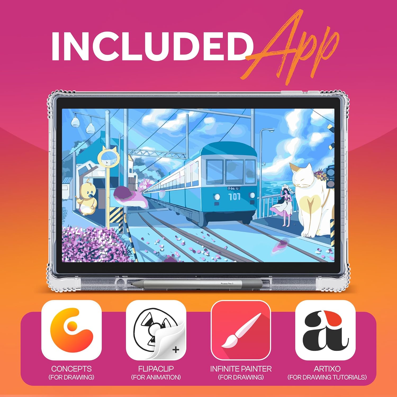 PicassoTab-X11 Standalone Drawing Tablet • No Computer Needed • Pro Drawing Apps & Tutorials • 11
