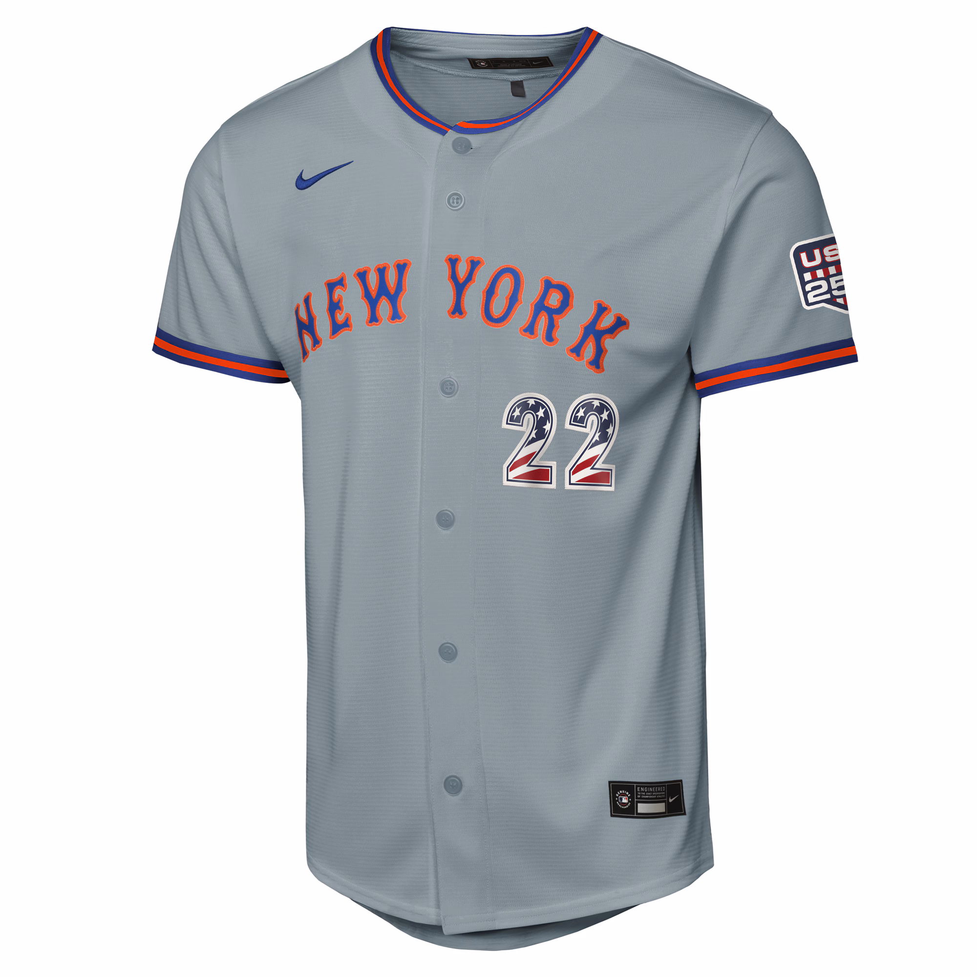 Juan Soto New York Mets Nike Youth USA 250 Fourth of July Road Replica Jersey - Gray