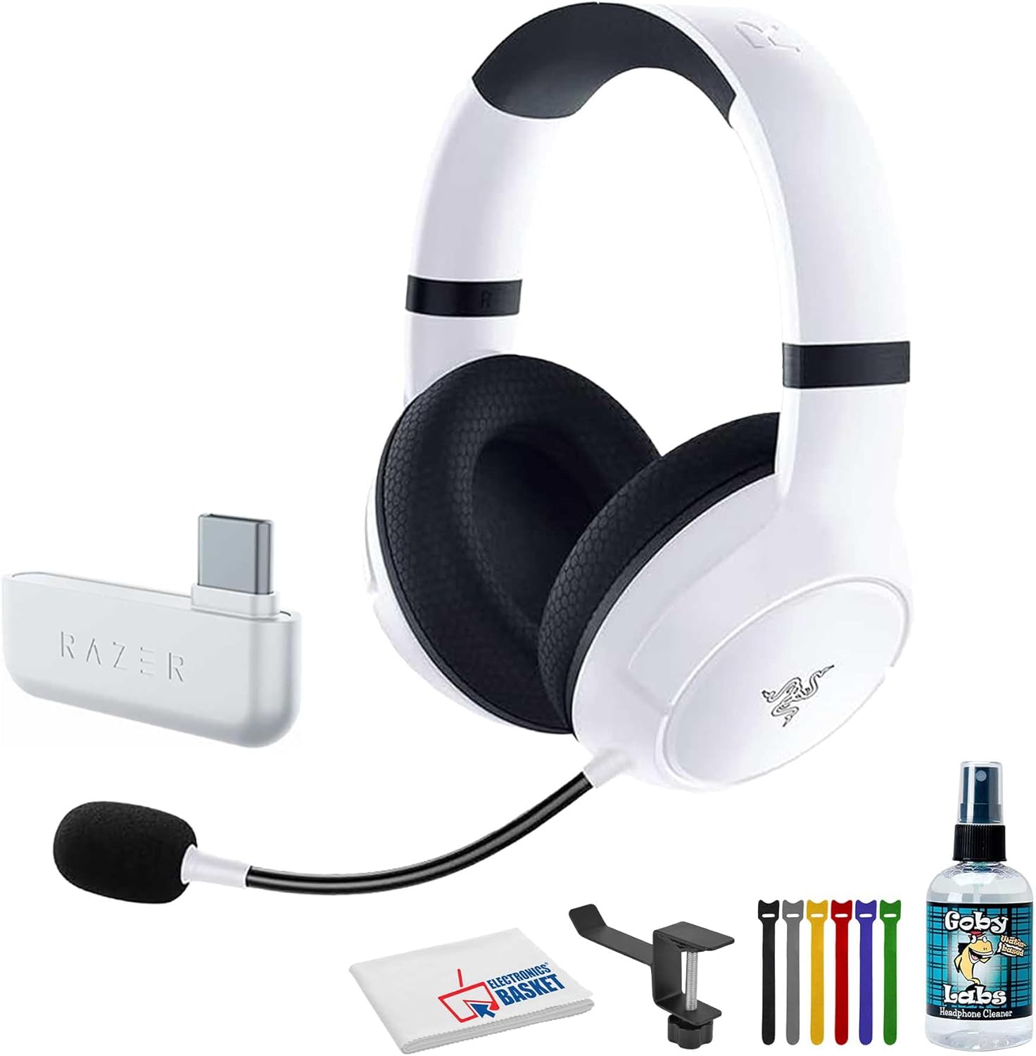 Razer Kaira HyperSpeed Wireless Gaming Headset for Xbox Series X|S, Xbox One, PC Bundle Including: Headphone Holder, Headphone Cleaner, Cable Ties, Fiber Cloth