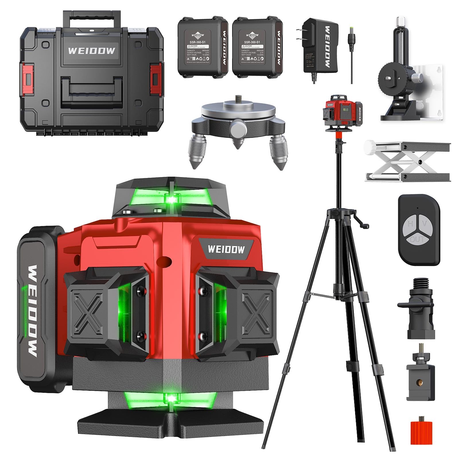 WEIDDW Laser Level with Tripod - Self Leveling 4x360° Green