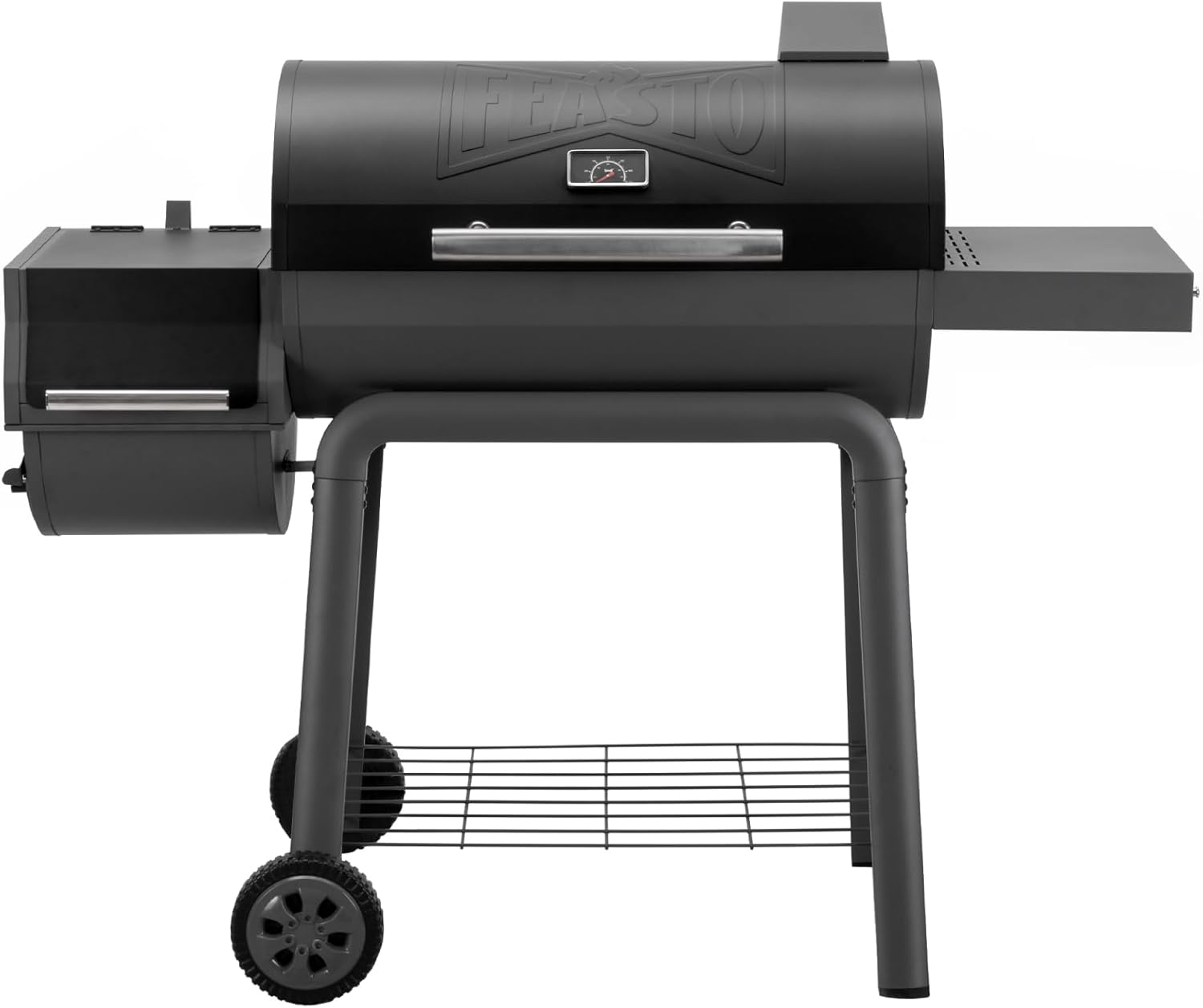 Feasto Heavy-Duty 30-Inch Charcoal Grill with Offset Smoker Grill, Side Table & 815 Sq. In Cooking Space, Outdoor BBQ Grill for Outdoor Barbecue in Backyard, Patio and Parties, Black