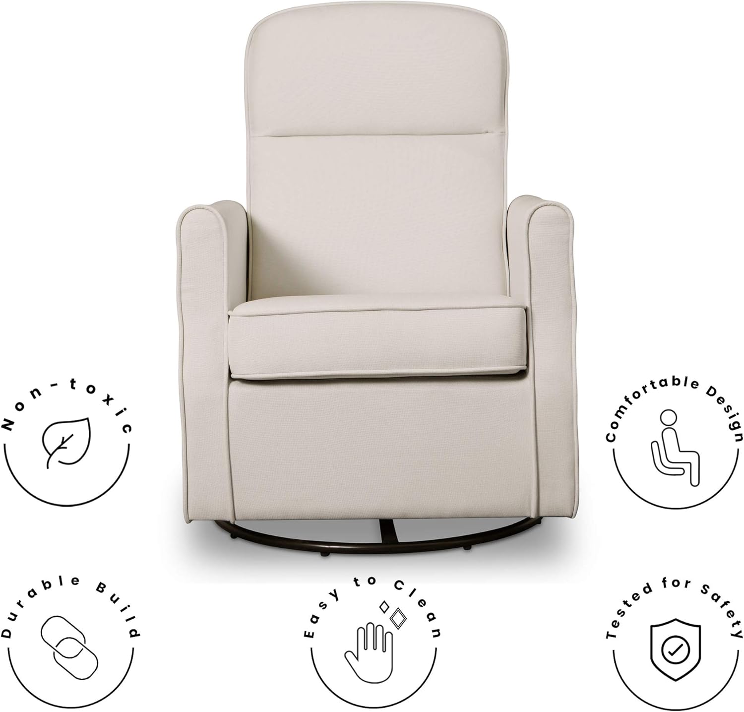 Delta Children Blair Slim Nursery Glider Swivel Rocker Chair, Cream