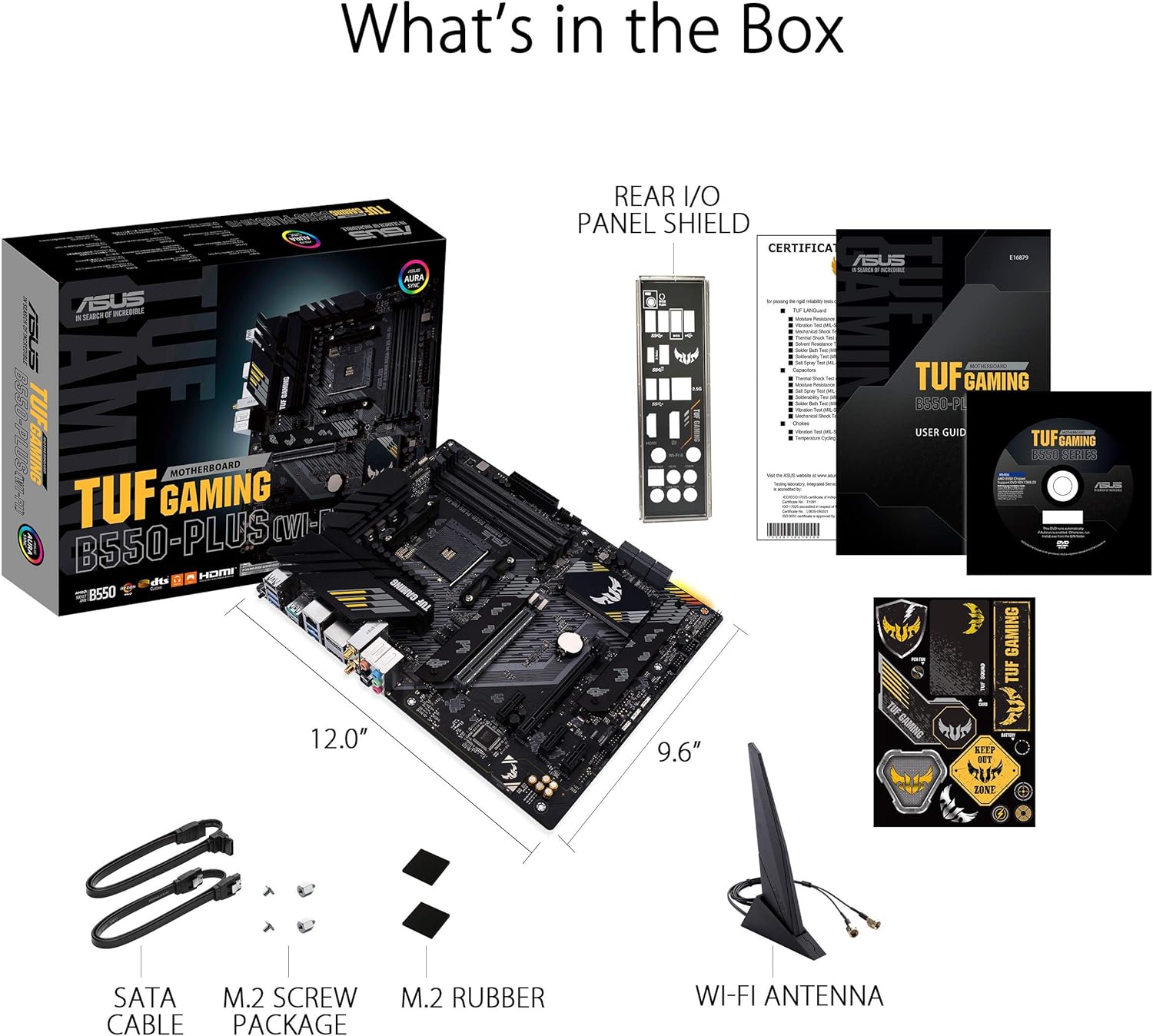 ASUS TUF Gaming B550-PLUS WiFi AMD AM4 Zen 3 Ryzen 5000 & 3rd Gen Ryzen ATX Gaming Motherboard (PCIe 4.0, WiFi 6, 2.5Gb LAN, BIOS Flashback, USB 3.2 Gen 2, Addressable Gen 2 RGB Header and Aura Sync)