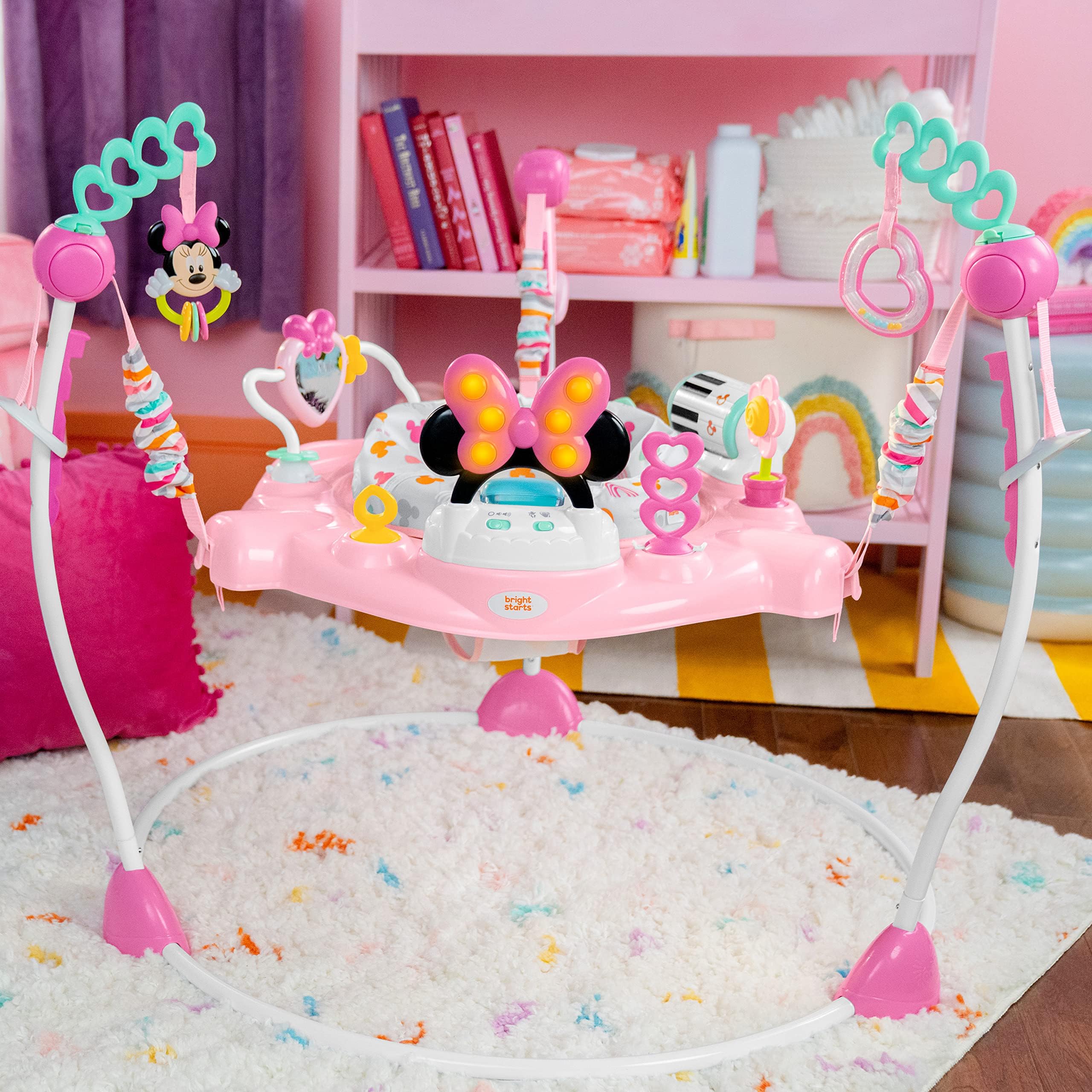 BRIGHT STARTS Minnie Mouse Baby Activity Center Jumper with Toys