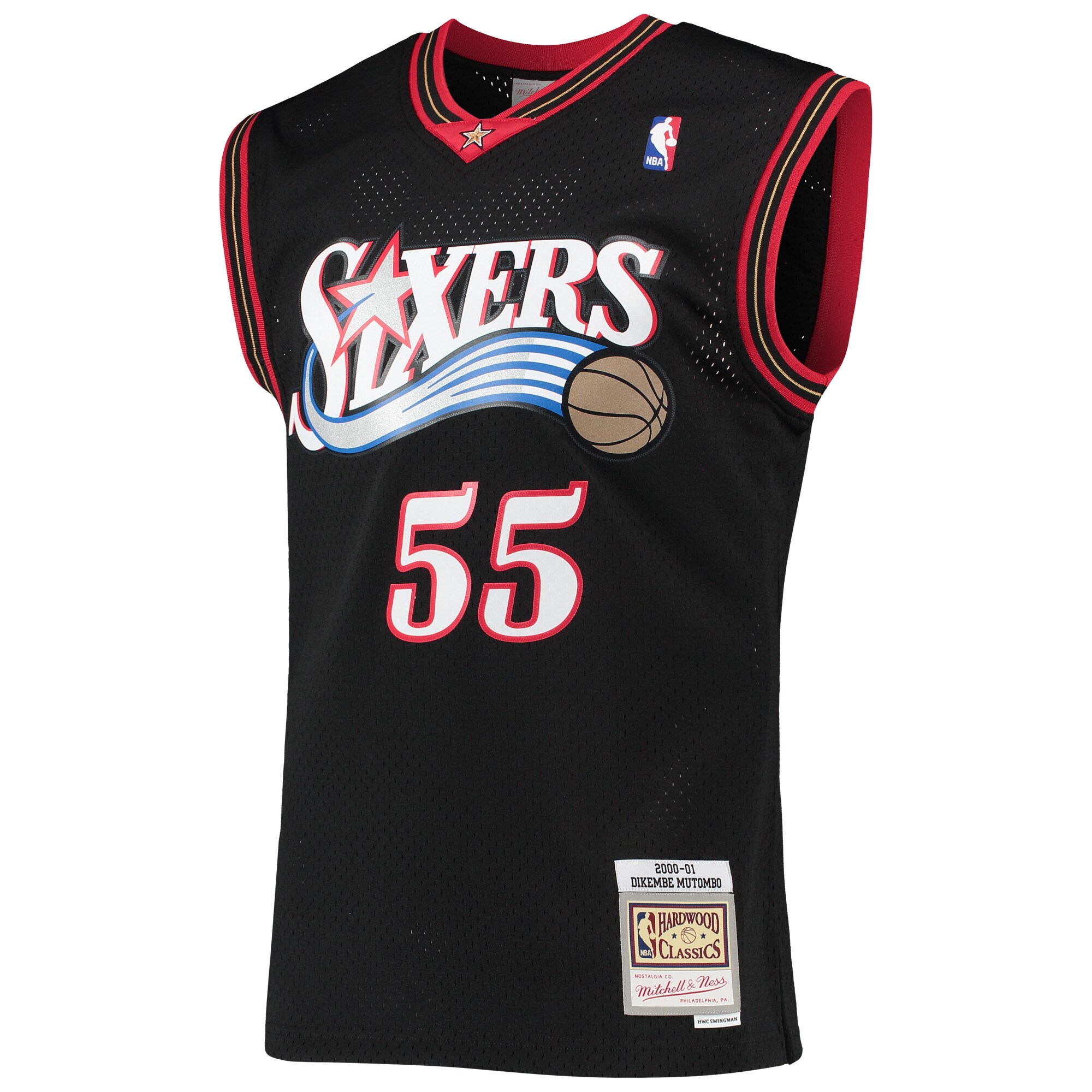 Dikembe Mutombo Philadelphia 76ers Mitchell & Ness Hardwood Classics Swingman Jersey - Black