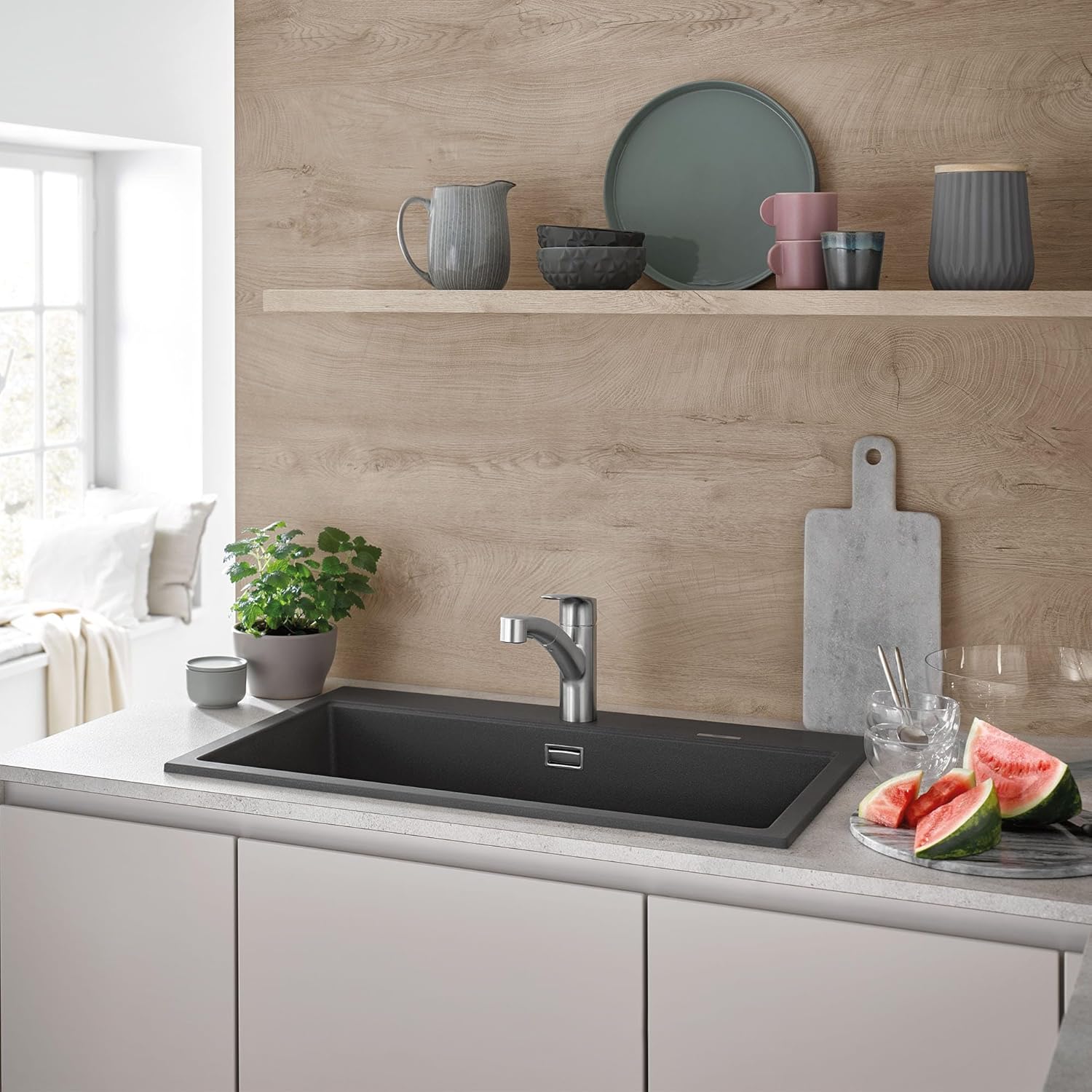 GROHE 30306DC1 Eurosmart Dual Spray Pull-Out Kitchen Faucet with Sprayer, 1.75 GPM, Supersteel (Stainless Steel)