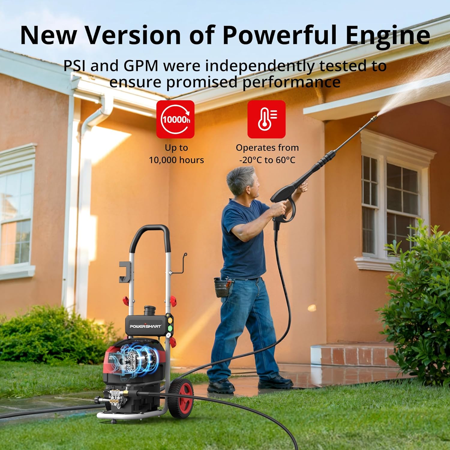 Electric Pressure Washer, 2800 PSI Max, 2.0 GPM, 8