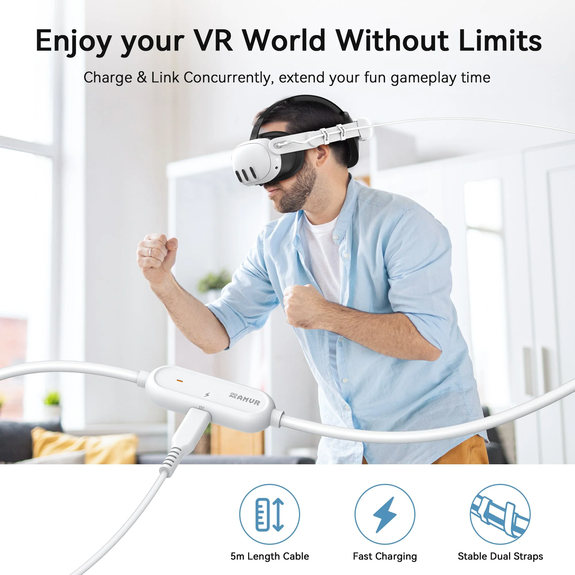 Upgraded VR Link Cable with Separate Charging Port