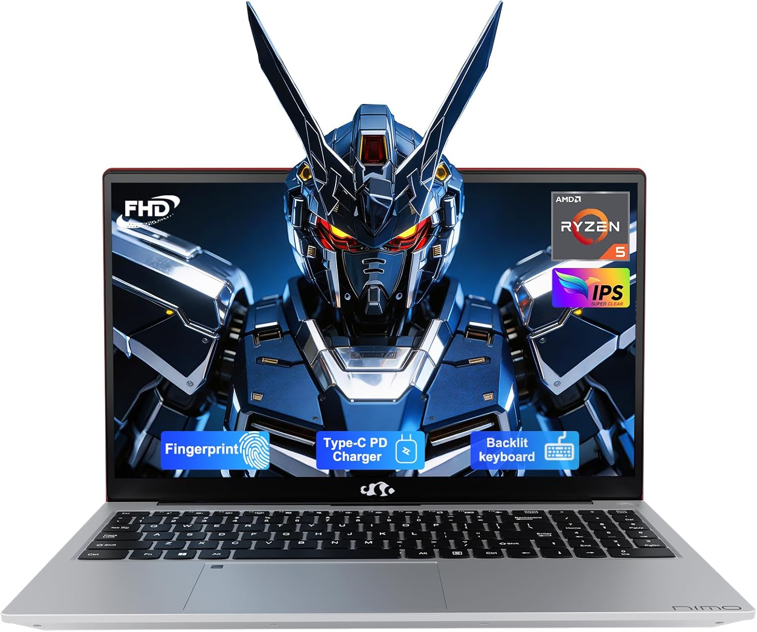 NIMO 15.6'' IPS FHD-Laptop, 16GB RAM 512GB SSD AMD Ryzen 5(Beat i5-1135G7, 4 Cores Up to 3.7GHz) Student Computer with 65W Type-C,Backlit KB, 180°Viewing,for Home and Business