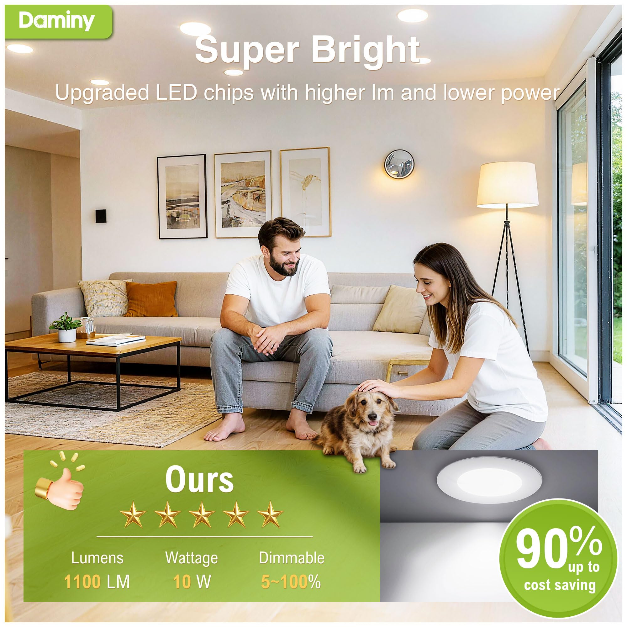 DAMINY 24 Pack 6 Inch Dimmable LED Recessed Lighting