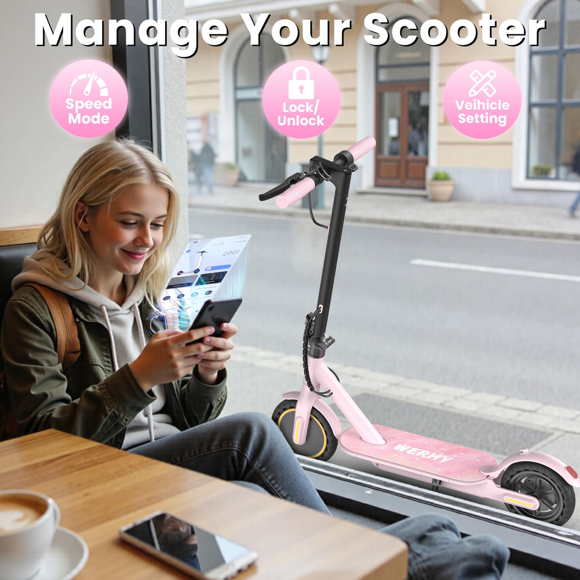 WERHY Foldable Kids Electric Scooter - 350W, 19 MPH Speed