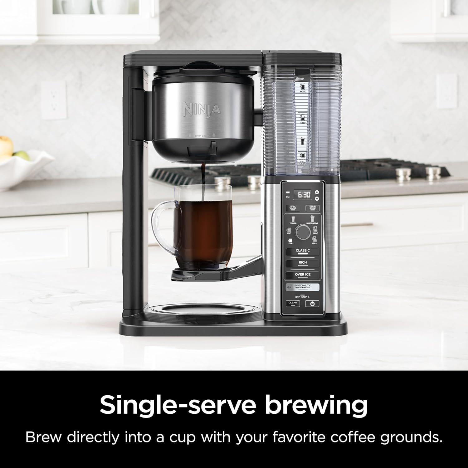 Ninja Specialty Coffee Maker | Includes 10-Cup Carafe, Fold-Away Frother, Permanent Filter & Removable, Dishwasher Safe Reservoir | 6 Brew Styles, 8 Cup to Travel Mug to Pot Sizes | Black | CM401