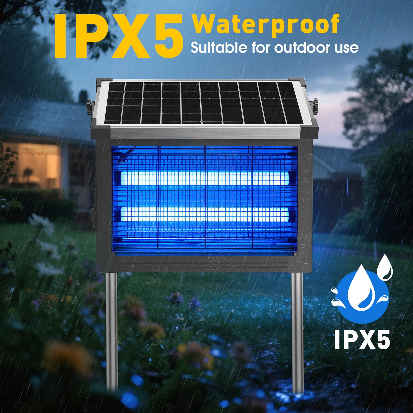 ZWIRAN Solar Bug Zapper - 4500V Waterproof Mosquito Trap