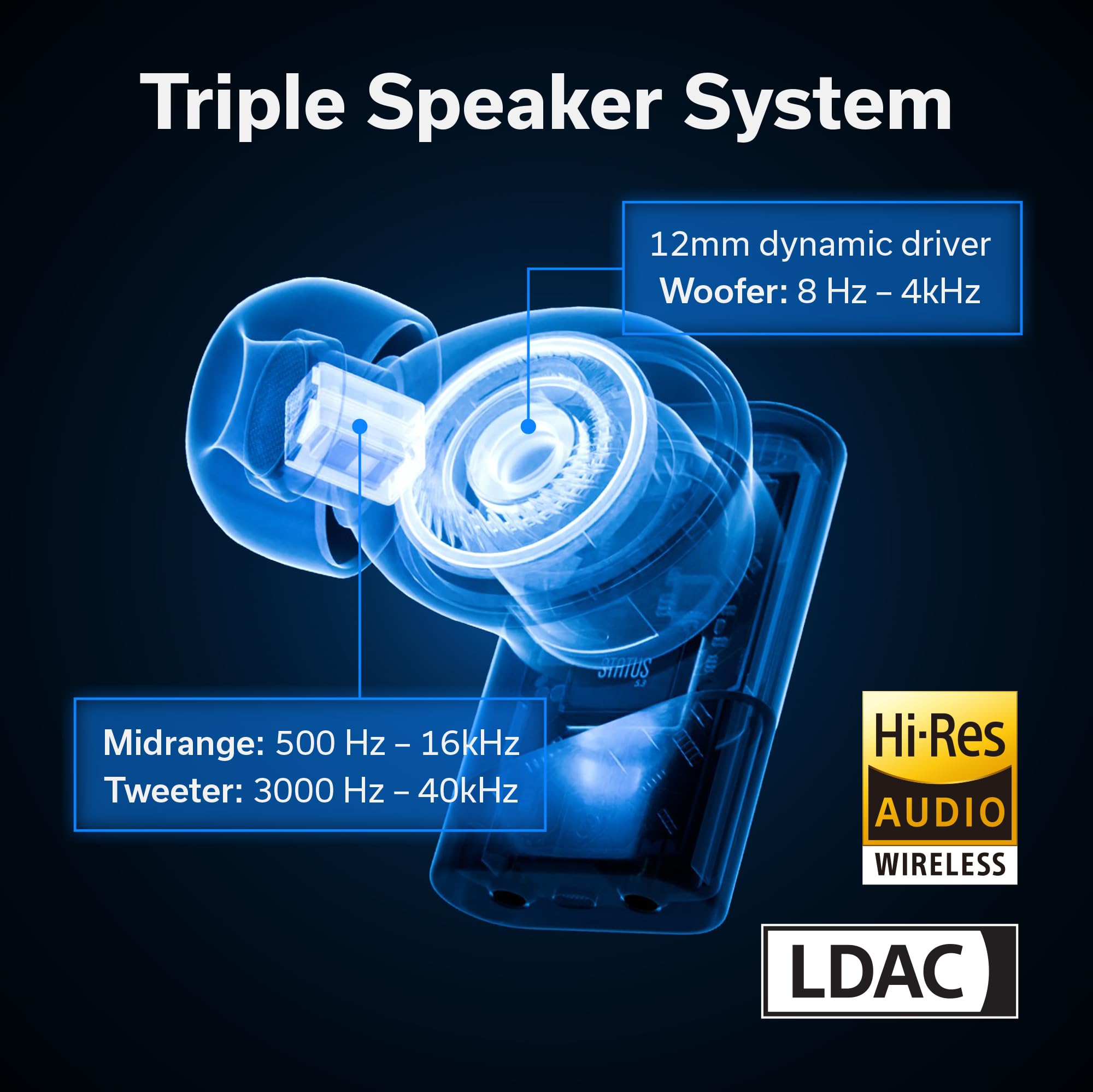 STATUS Pro X Wireless Earbuds - Hi-Res Audio & ANC