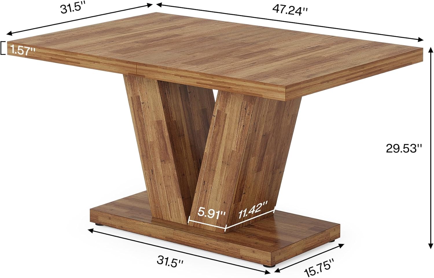Tribesigns 47-Inch Dining Table for 4, Walnut Brown Kitchen Dinner Table with Heavy Duty Pedestal, Farmhouse Wooden Eating Table for Home, Dining Room, Small Space