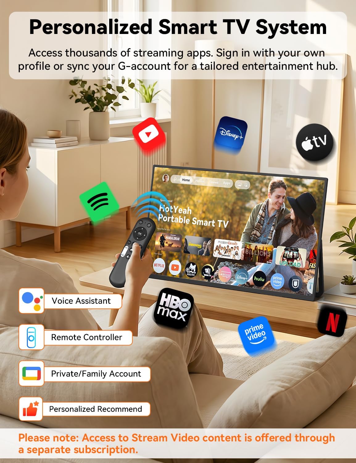 HotYeah Portable Smart TV, EDLA-Certified, 23.8