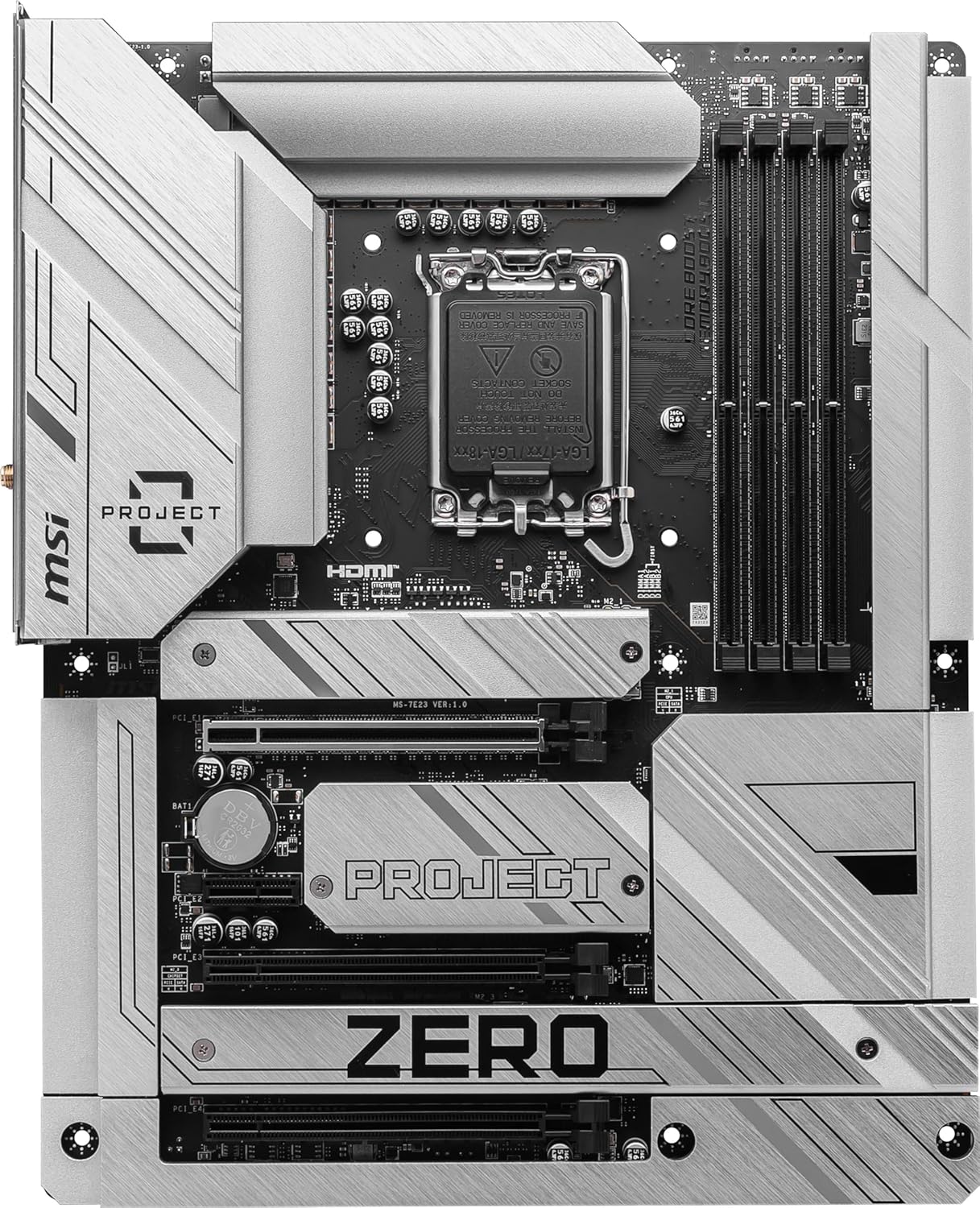 MSI Z790 Project Zero Gaming Motherboard (Support 14th/13th/12th Gen Intel Processors, LGA 1700, DDR5, PCIe 5.0, M.2 Slots, 2.5Gbps LAN, USB 3.2 Gen2, HDMI/DP, Wi-Fi 7, Bluetooth 5.4, ATX)