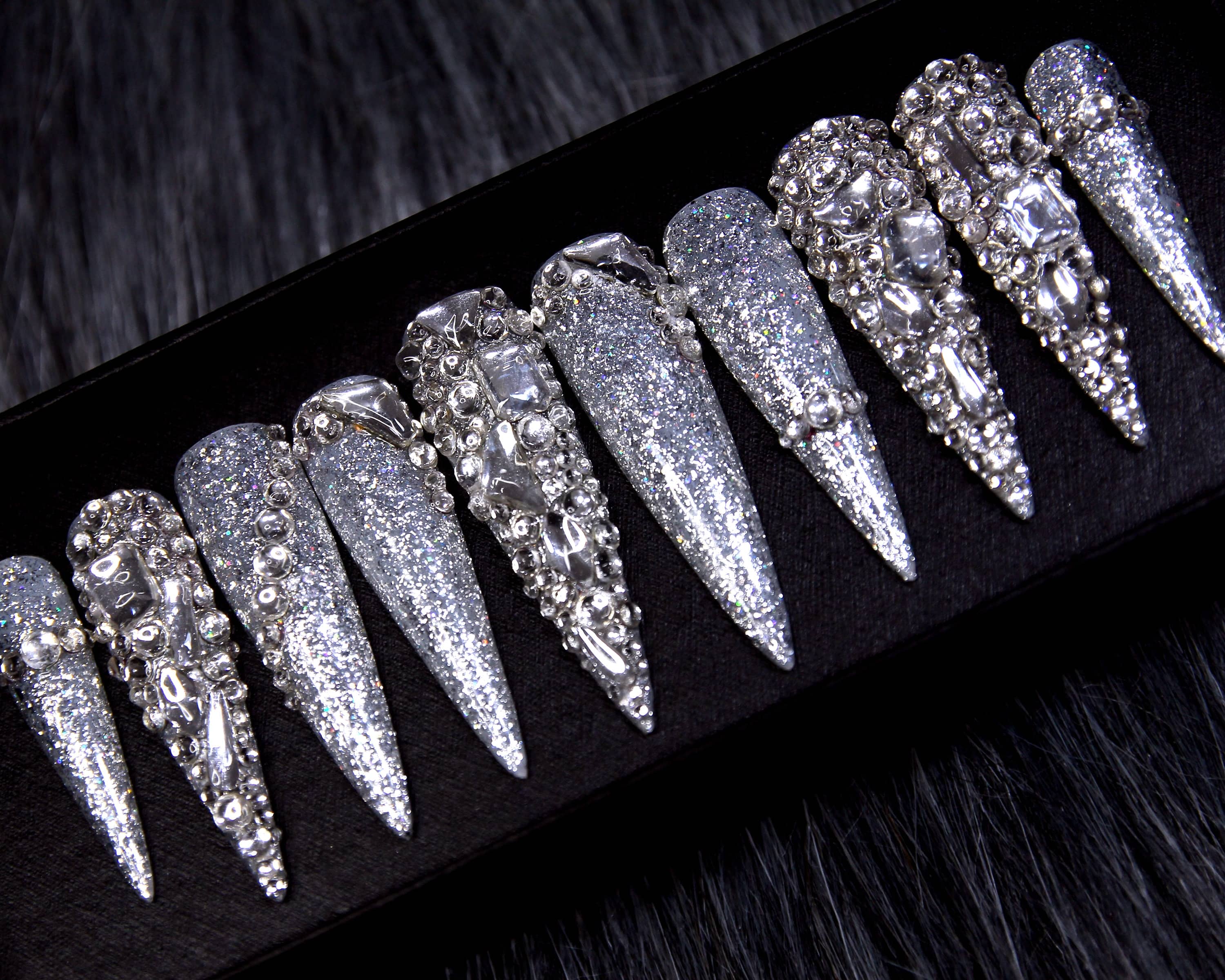 XXL Silver Luxe Press On NailsXXL Silver Luxe Press On Nails - SAYEGIRLS