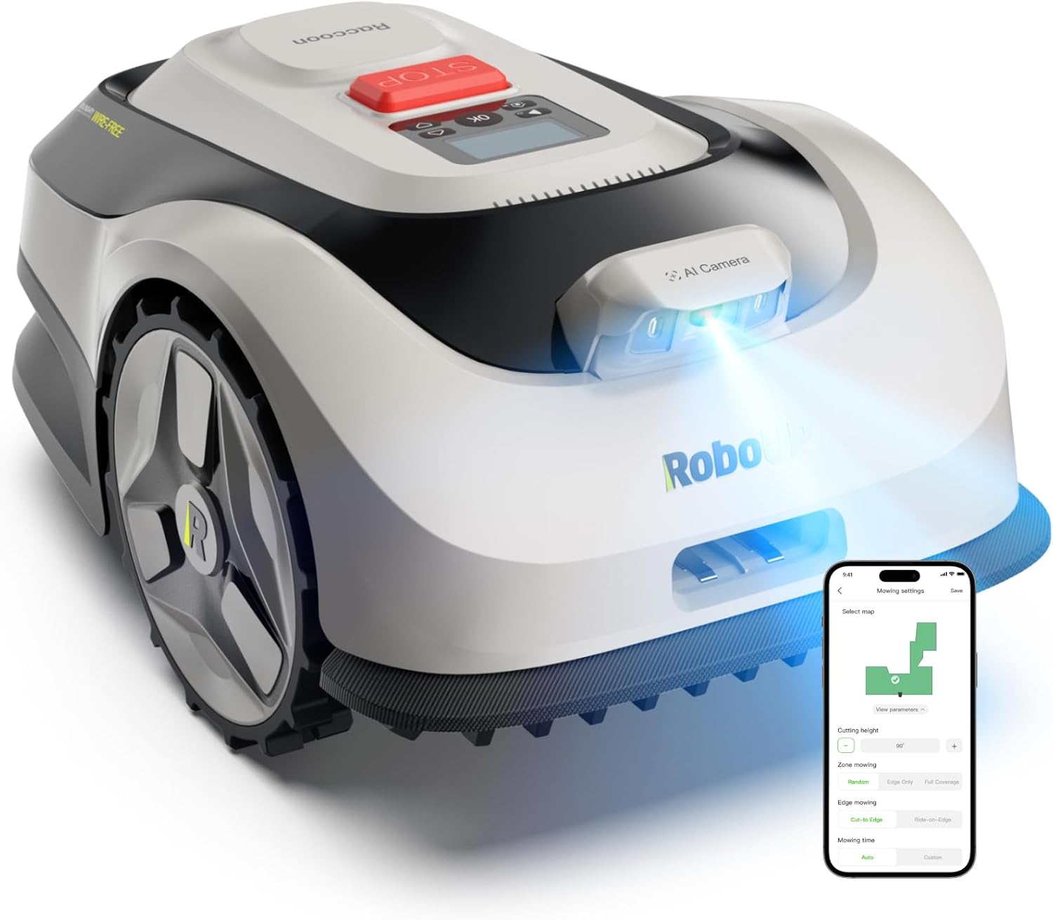 Raccoon 2 SE Robot Lawn Mower, Wire-Free Robotic Lawn Mower Without RTK for Max. 0.15 Acre Lawn Area, 1.18