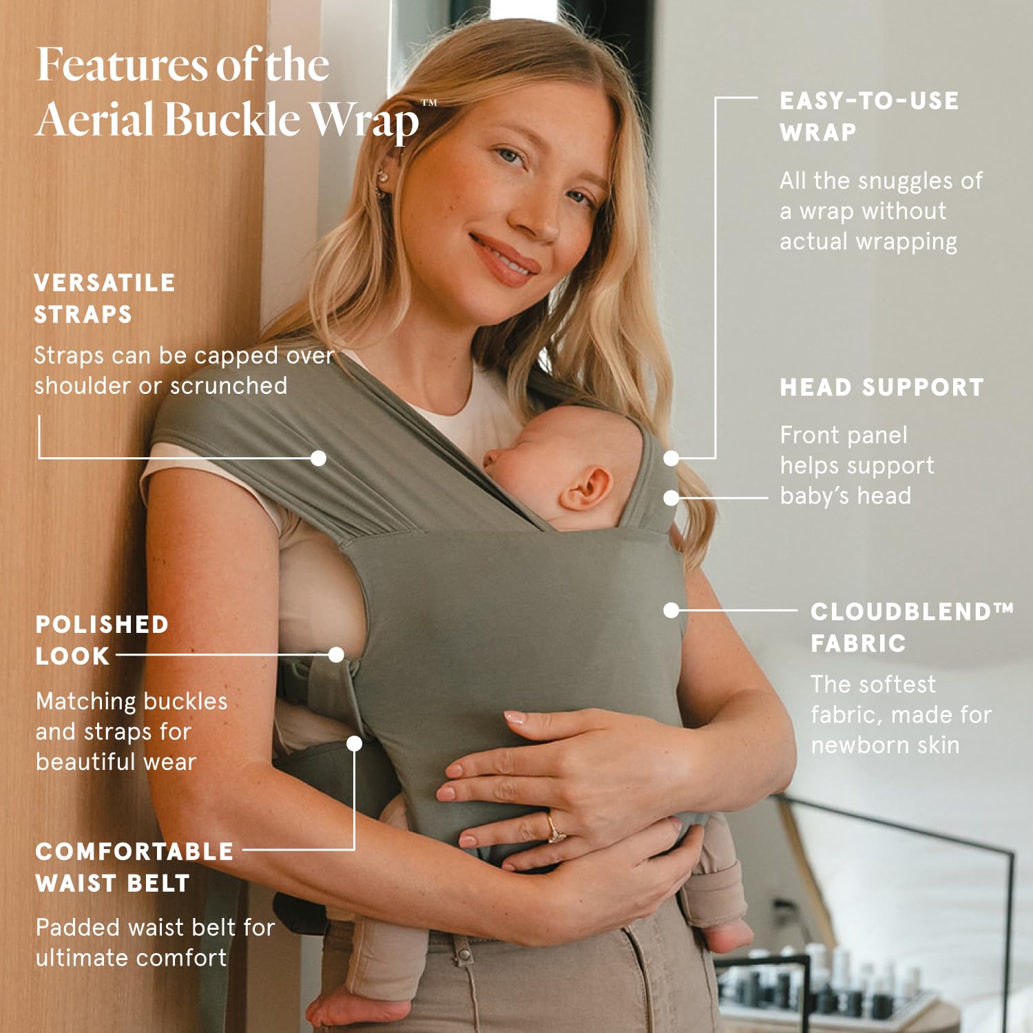 WILDBIRD Aerial Buckle Wrap Newborn Baby Carrier - Soft Fabric