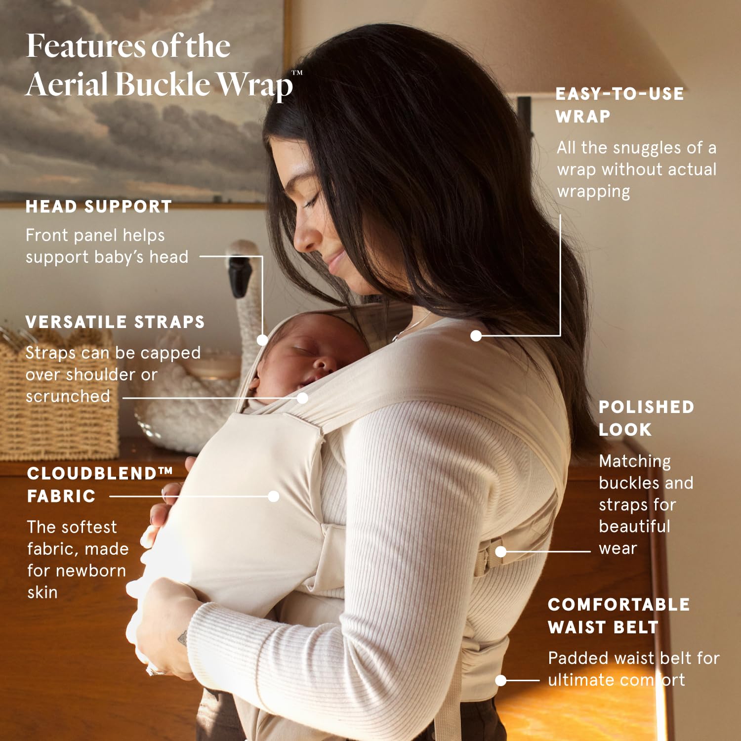 WILDBIRD Aerial Buckle Wrap Baby Carrier - Newborn 0-6 Months
